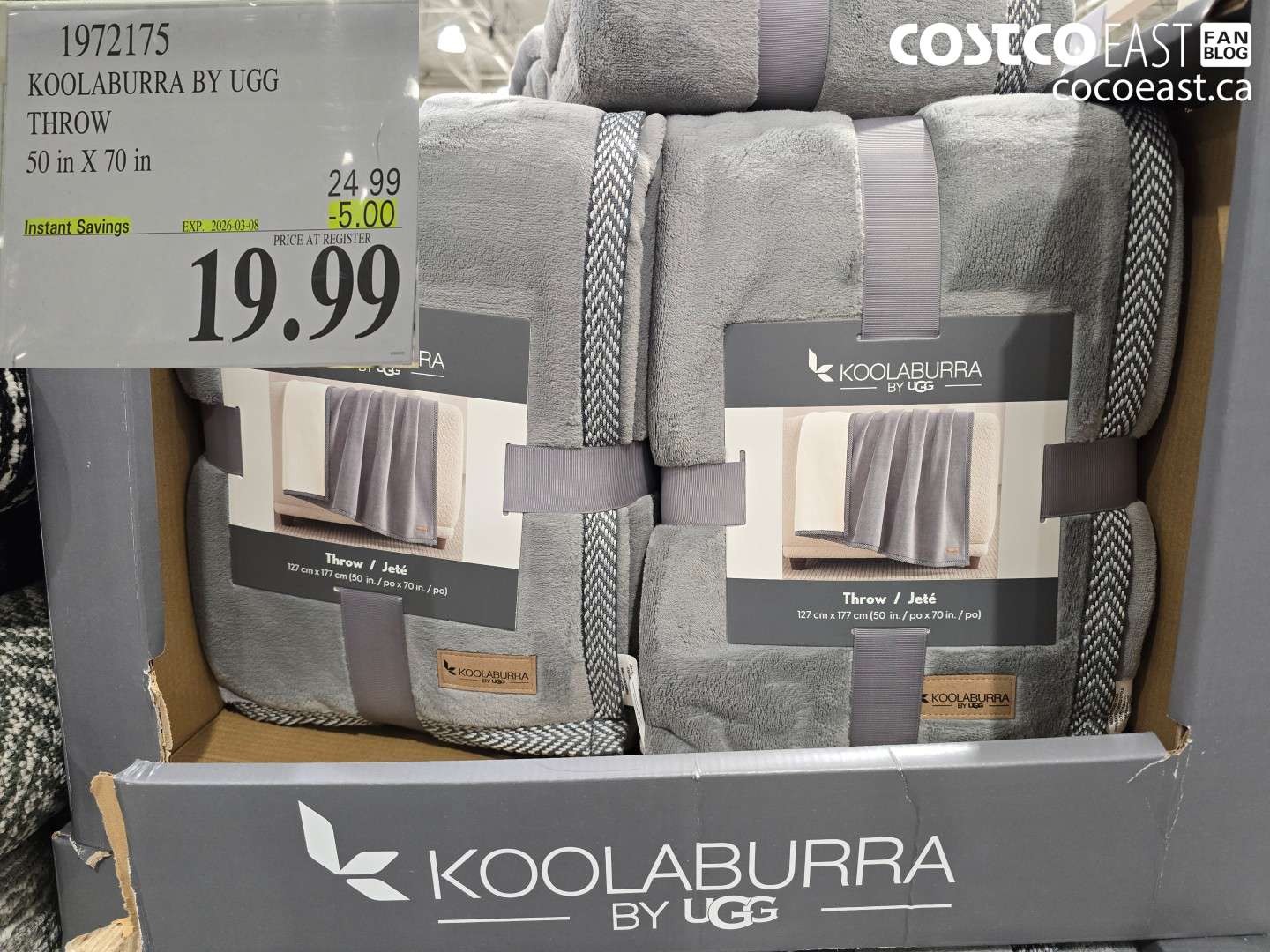 1972175 KOOLABURRA BY UGG THROW 50 IN X 70 IN ($5.00 INSTANT SAVINGS EXPIRES ON 2026-03-08) $19.99