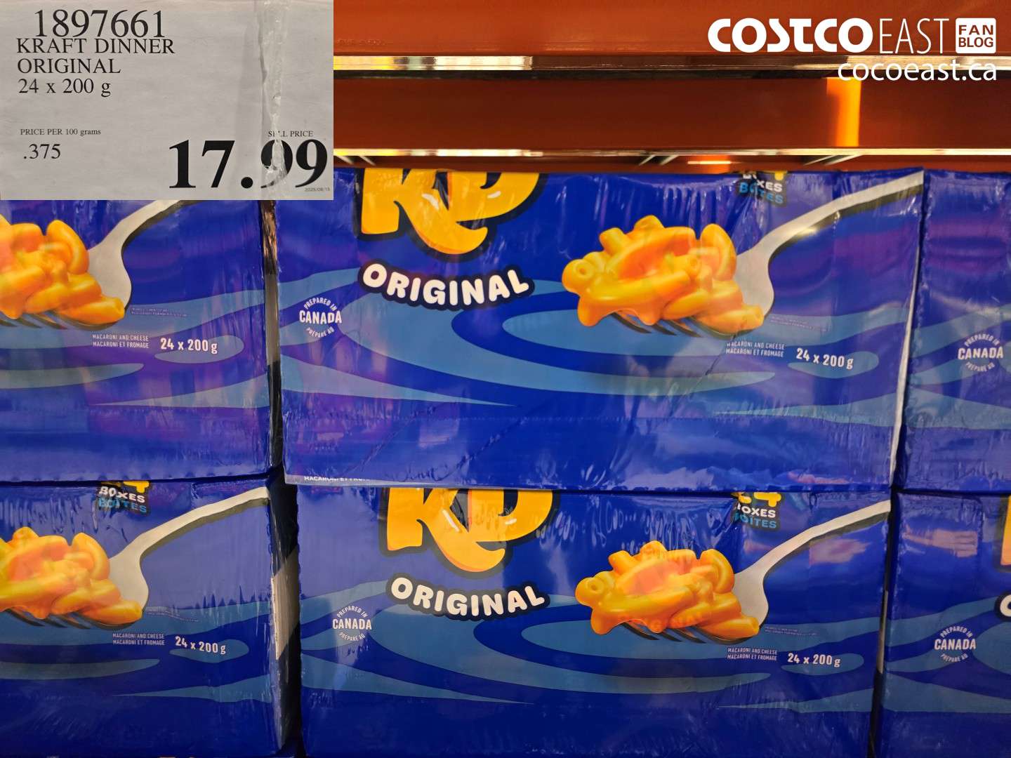1897661 KRAFT DINNER ORIGINAL 24 x 200 g $17.99