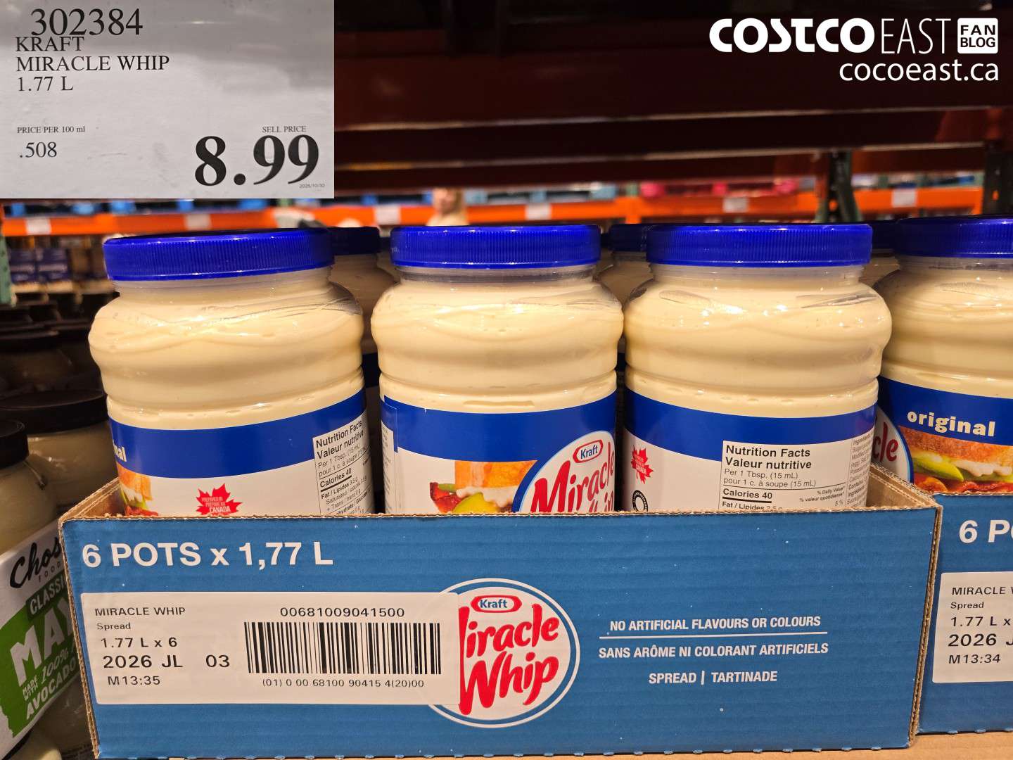 302384 KRAFT MIRACLE WHIP 1.77 L $8.99