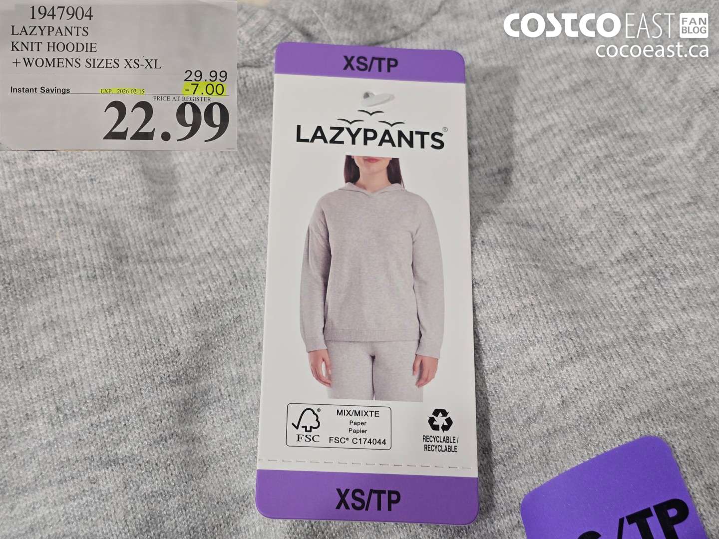 1947904 LAZYPANTS KNIT HOODIE +WOMENS SIZES XS-XL ($7.00 INSTANT SAVINGS EXPIRES ON 2026-02-15) $22.99