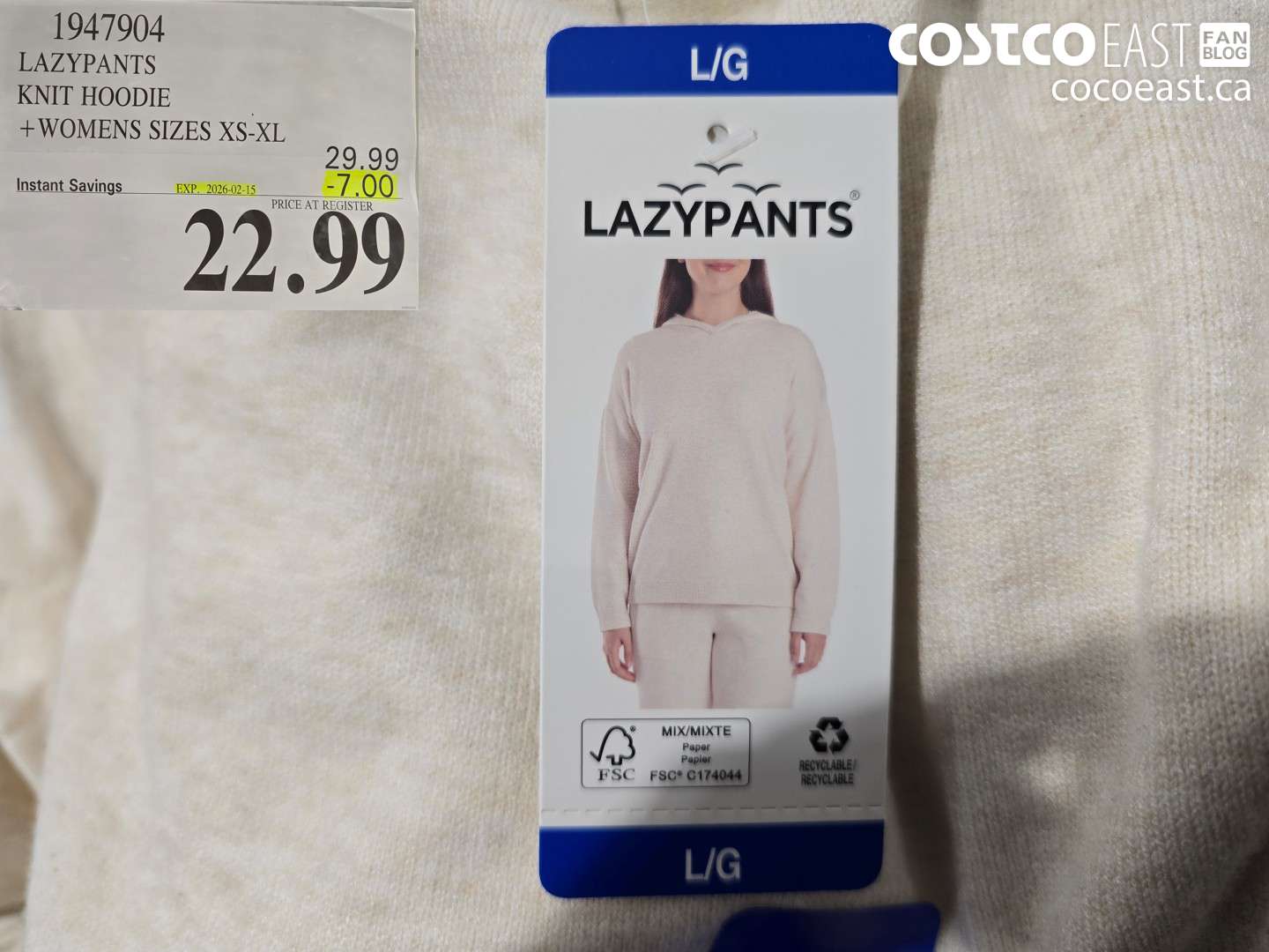 1947904 LAZYPANTS KNIT HOODIE +WOMENS SIZES XS-XL ($7.00 INSTANT SAVINGS EXPIRES ON 2026-02-15) $22.99