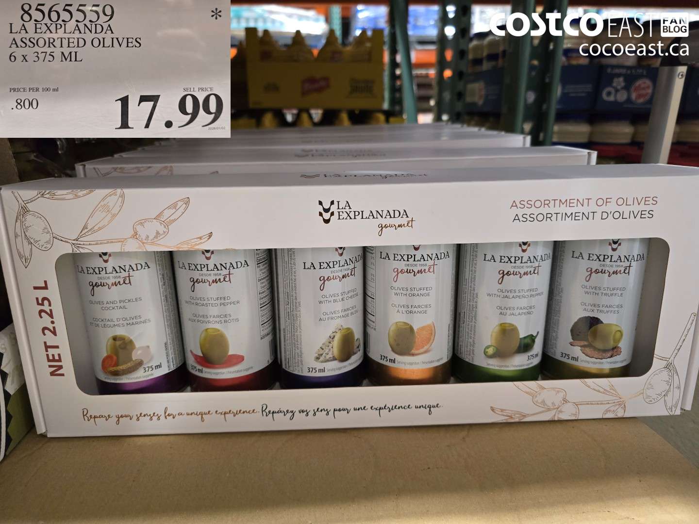 8565559 LA EXPLANDA ASSORTED OLIVES 6x 375 ML $17.99