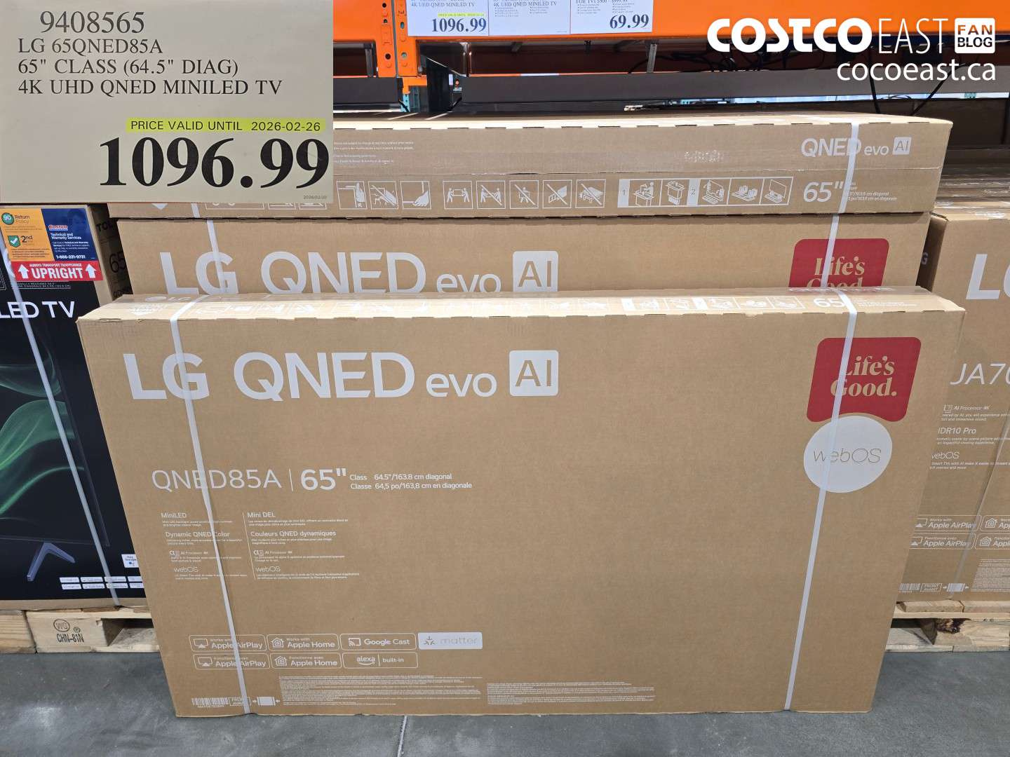 9408565 LG 65QNED85A 65 CLASS (64.5 DIAG) 4K UHD QNED MINILED TV $1096.99