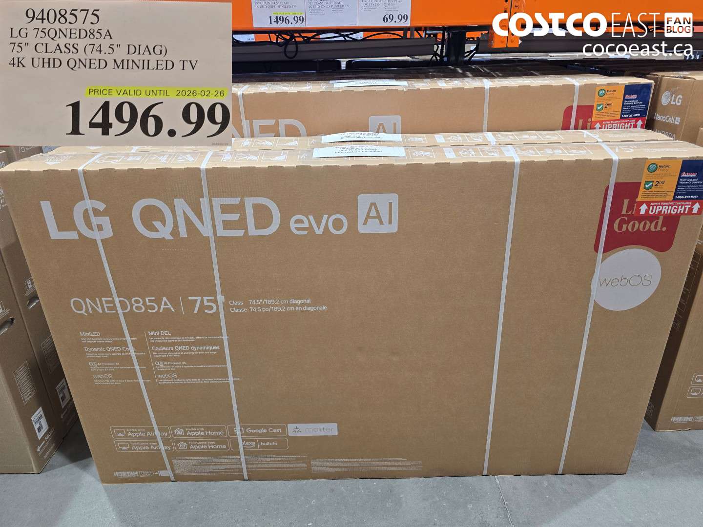 9408575 LG 75QNED85A 75 CLASS (74.5 DIAG) 4K UHD QNED MINILED TV $1496.99