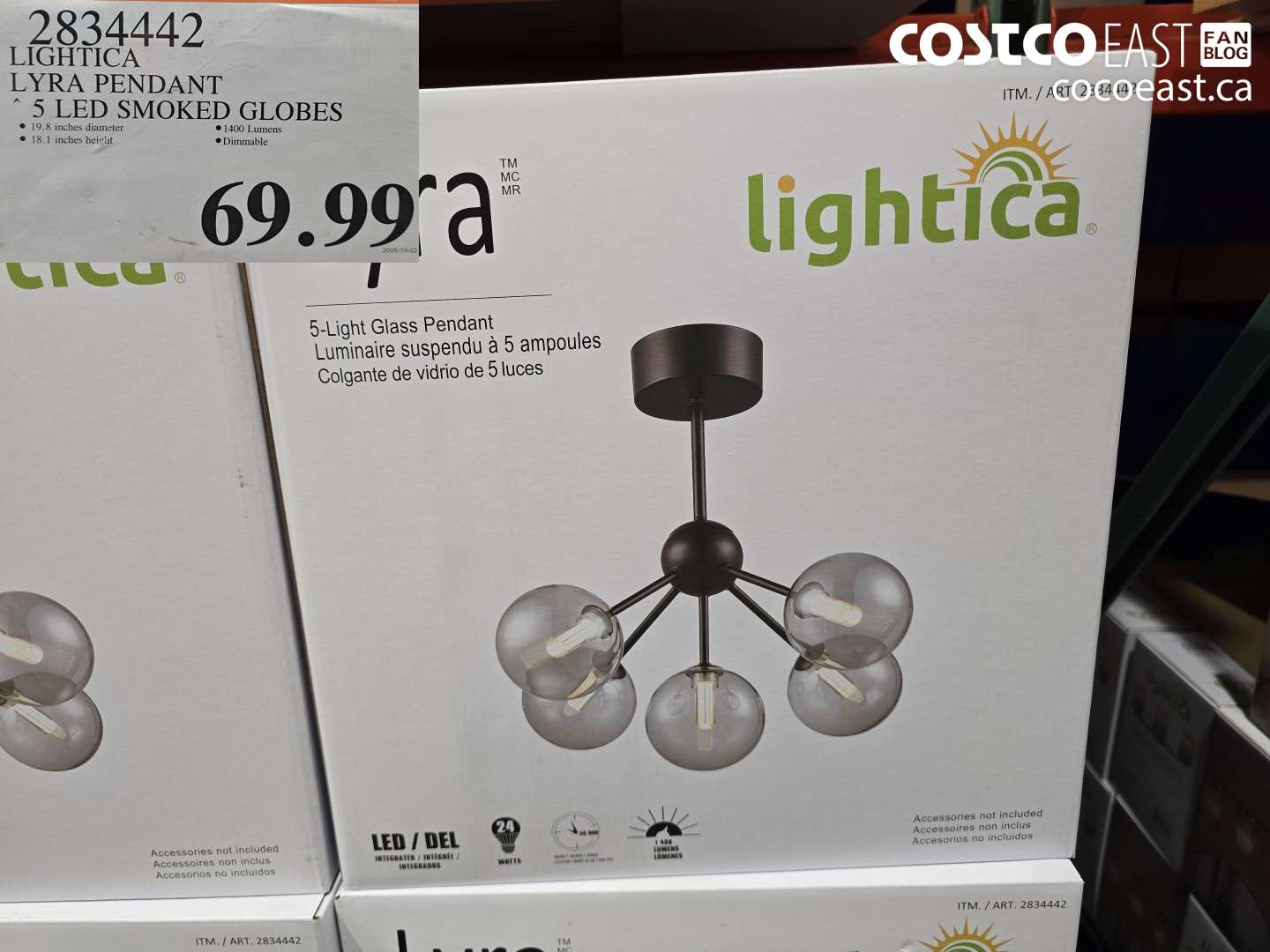 28334442 LIGHTICA LYRA PENDANT 5 LED SMOKED GLOBES $69.99