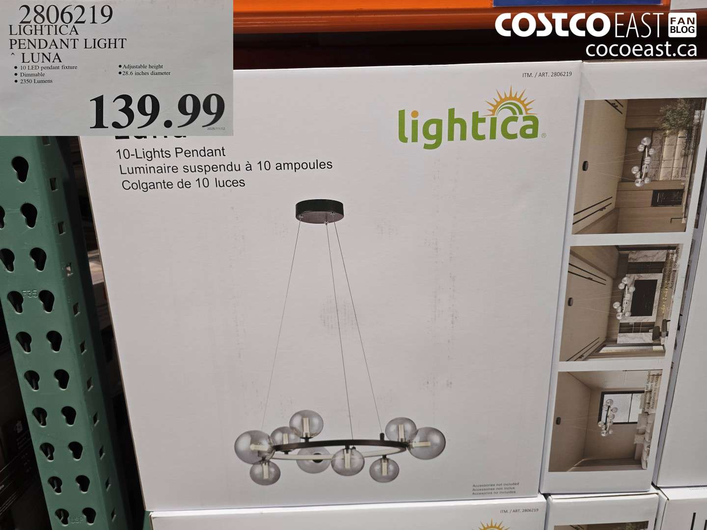2806219 LIGHTICA PENDANT LIGHT LUNA $139.99