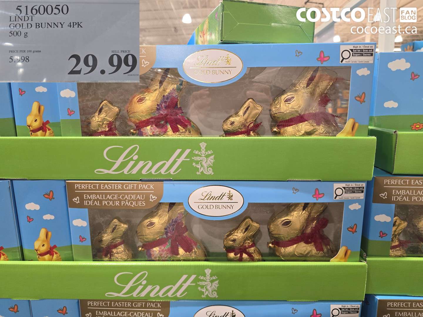 516050 LINDT GOLD BUNNY 4 PK 500 G $29.99