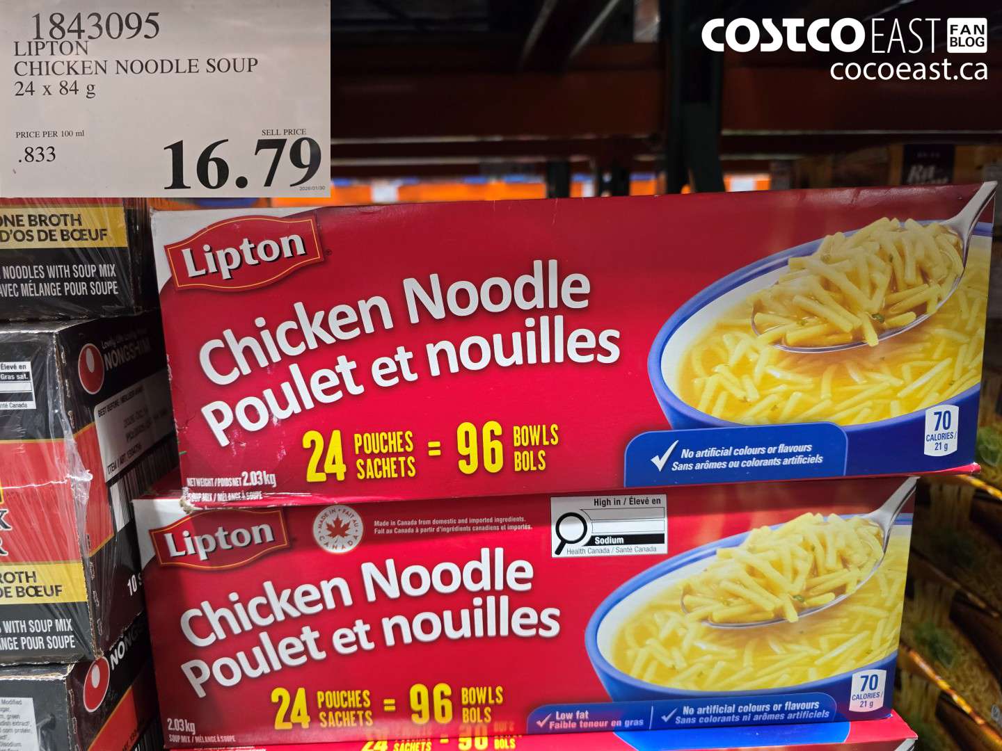 1843095 LIPTON CHICKEN NOODLE SOUP 24 x 84g $16.79