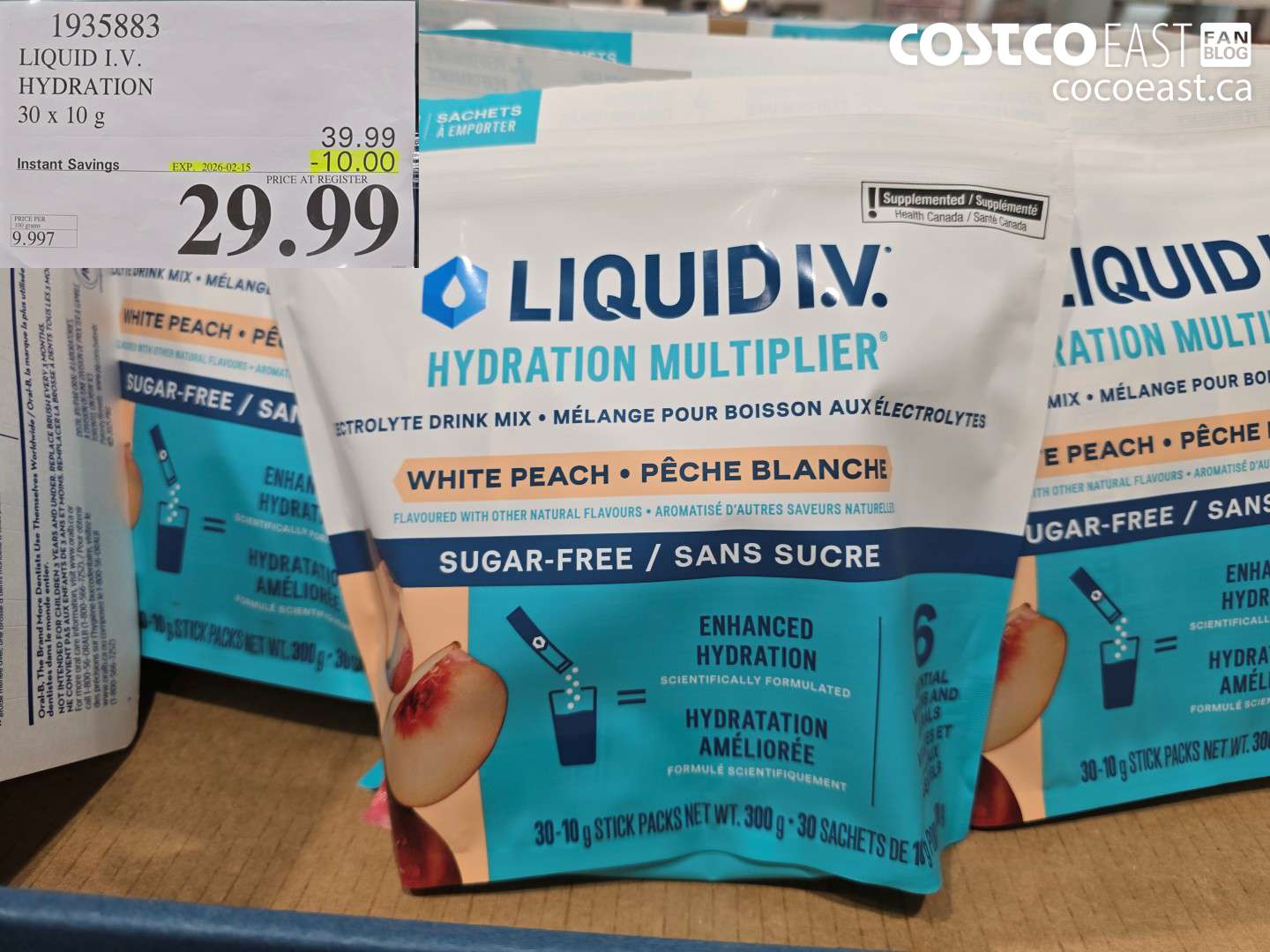 1935883 LIQUID I.V. HYDRATION 30 x 10 g ($10.00 INSTANT SAVINGS EXPIRES ON 2026-02-15) $29.99