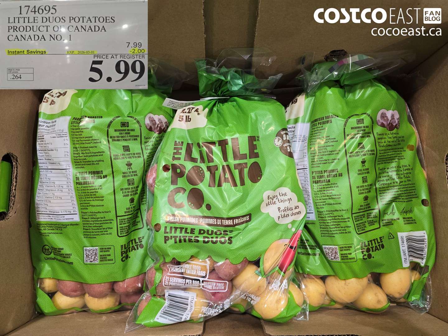 174695 LITTLE DUOS POTATOES PRODUCT OF CANADA CANADA NO. 1 ($2.00 INSTANT SAVINGS EXPIRES ON 2026-03-01) $5.99