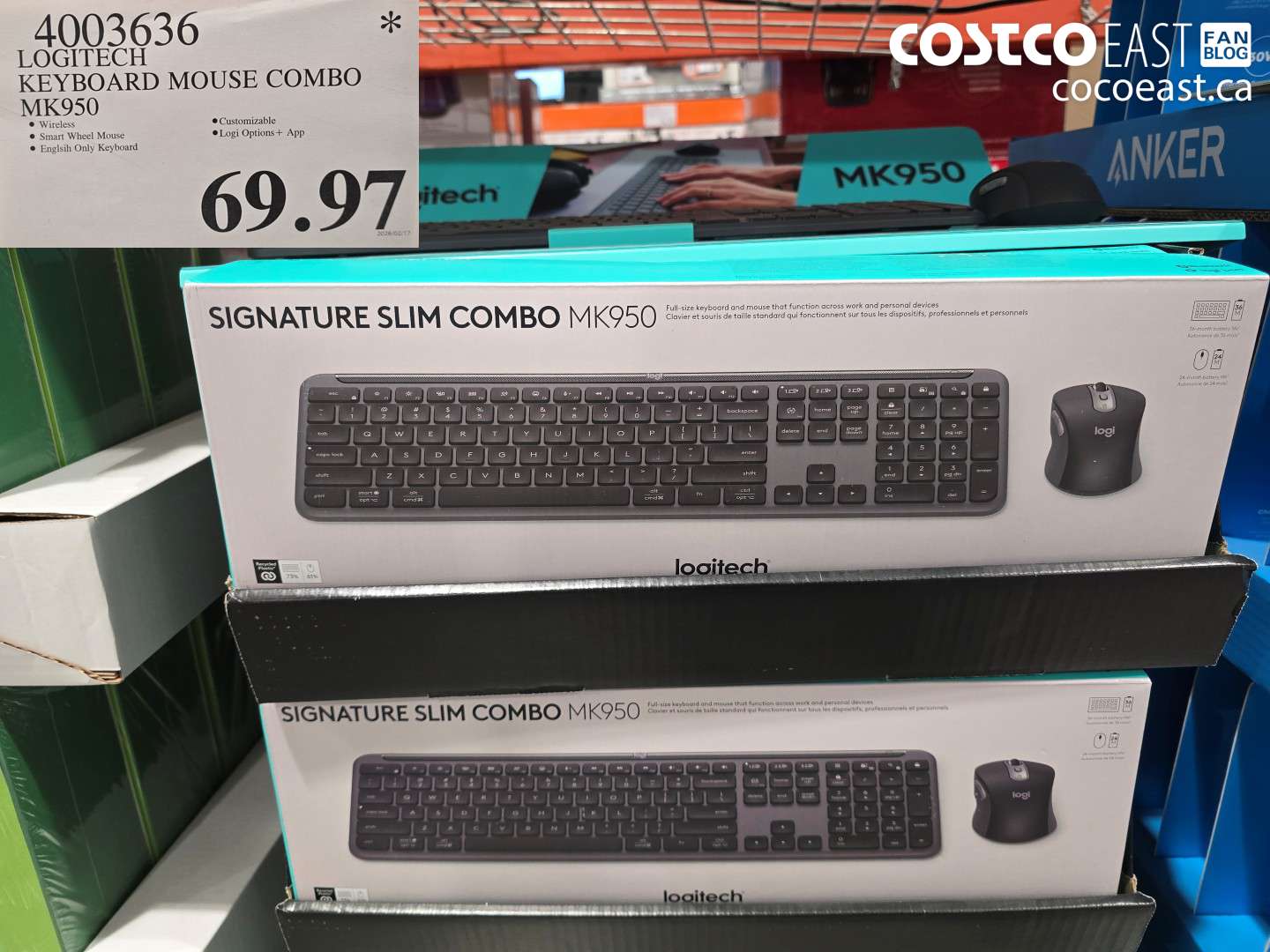 4003636 LOGITECH KEYBOARD MOUSE COMBO MK950 $69.97