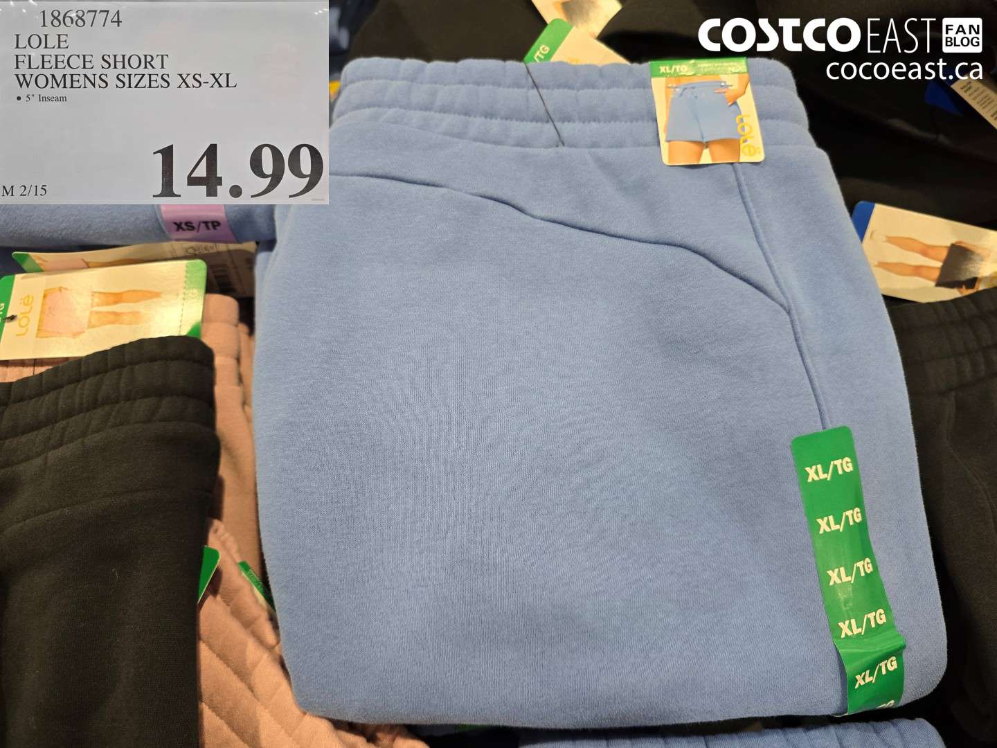 1868774 LOLE FLEECE SHORT WOMENS SIZES XS-XL $14.99