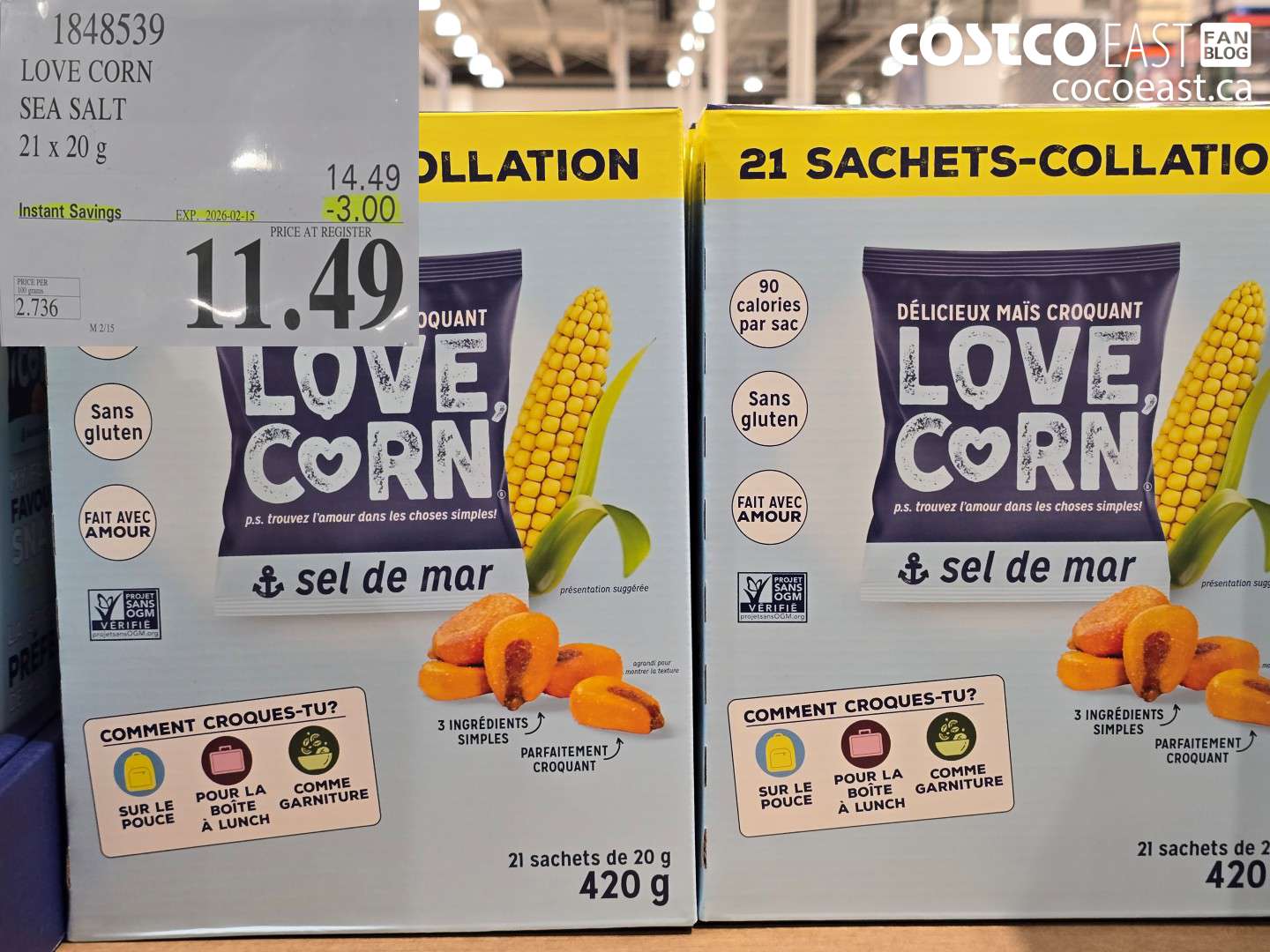 1848539 LOVE CORN SEA SALT 21 X 20 G ($3.00 INSTANT SAVINGS EXPIRES ON 2026-02-15) $11.49