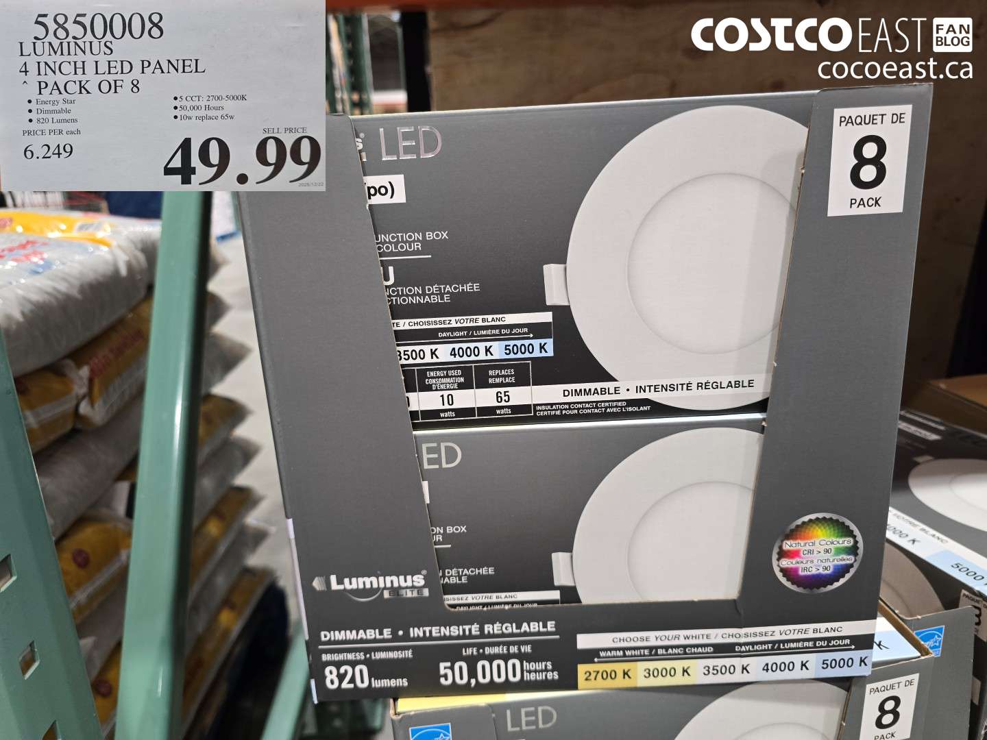 585008 LUMINUS 4 INCH LED PANEL PACK OF 8 $49.99