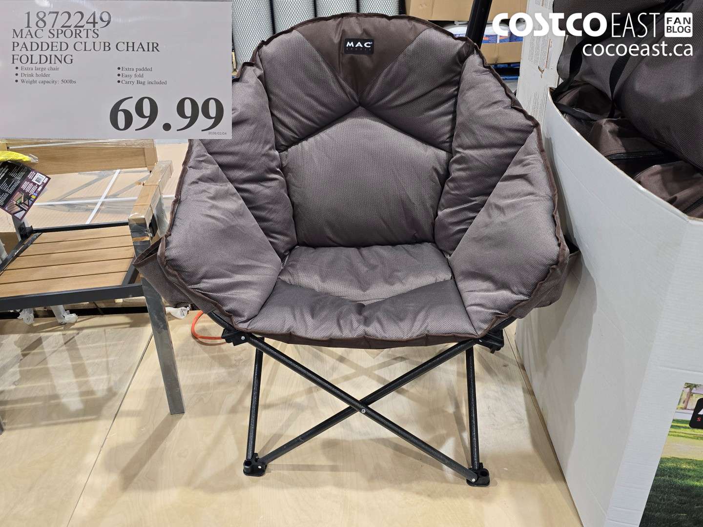 1872249 MAC SPORTS PADDED CLUB CHAIR FOLDING $69.99