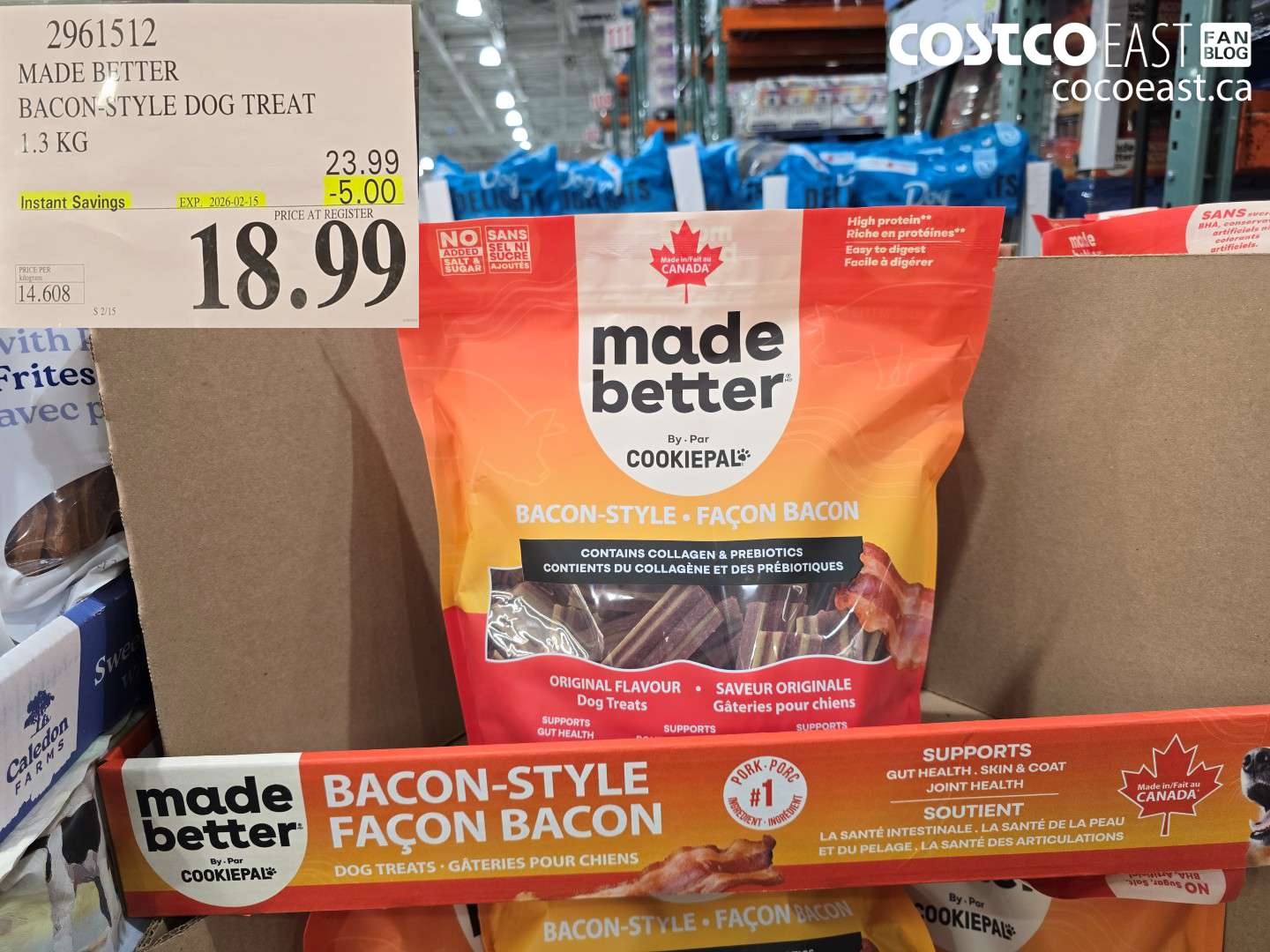 2961512 MADE BETTER BACON-STYLE DOG TREAT 1.3 KG ($5.00 INSTANT SAVINGS EXPIRES ON 2026-02-15) $18.99
