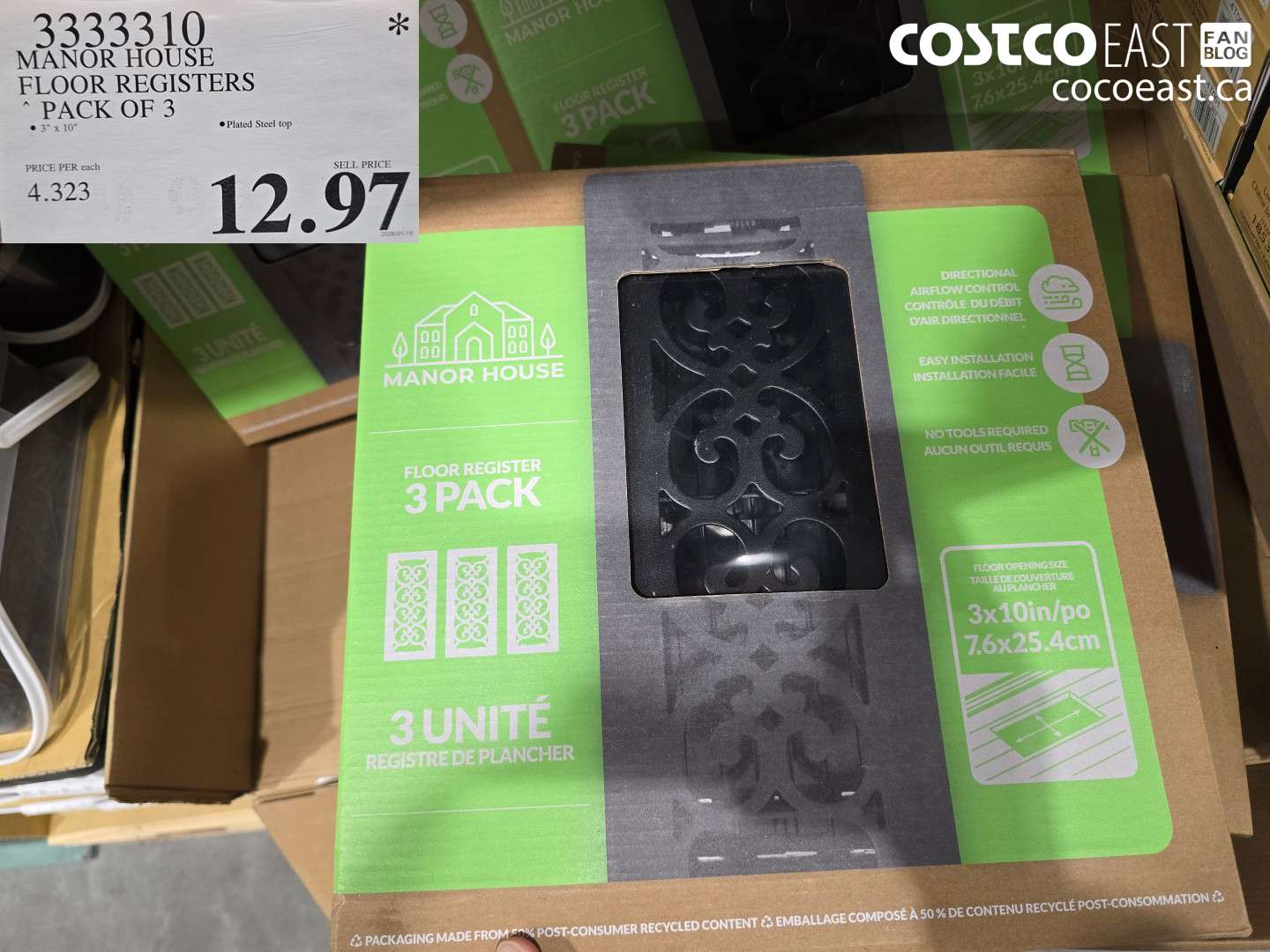 333310 MANOR HOUSE FLOOR REGISTERS PACK OF 3 $12.97