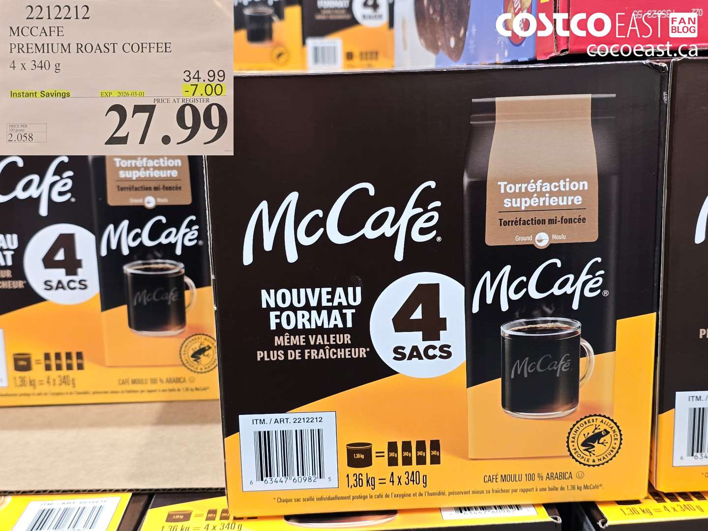 2212212 MCCAFE PREMIUM ROAST COFFEE 4 X 340 G ($7.00 INSTANT SAVINGS EXPIRES ON 2026-03-01) $27.99