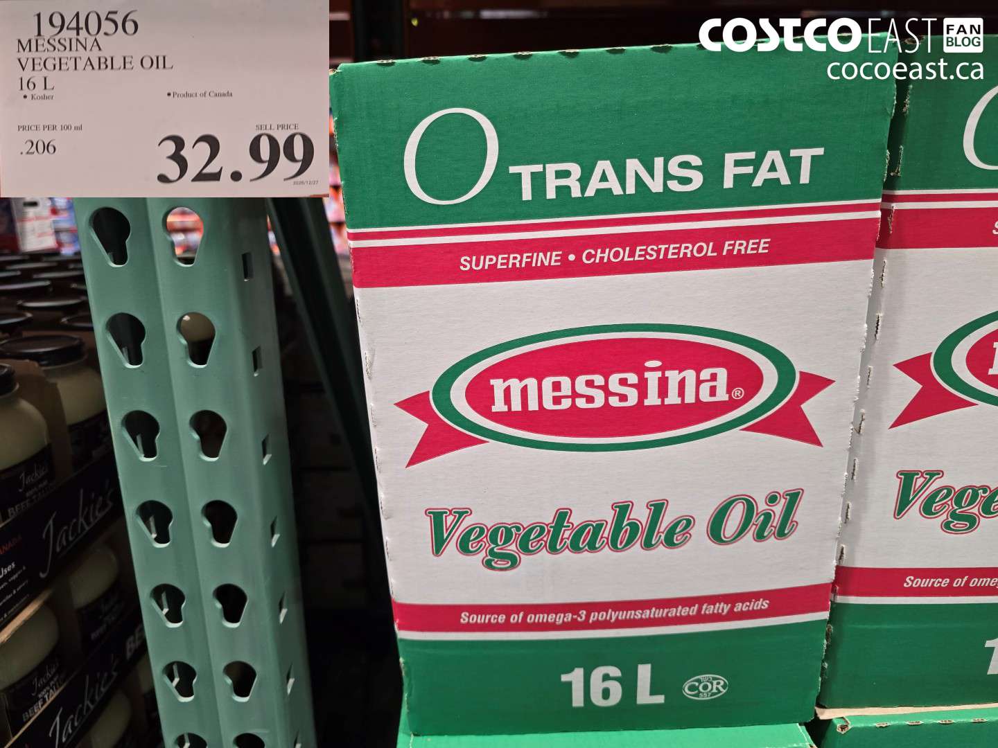 194056 MESSINA VEGETABLE OIL 16 L $32.99