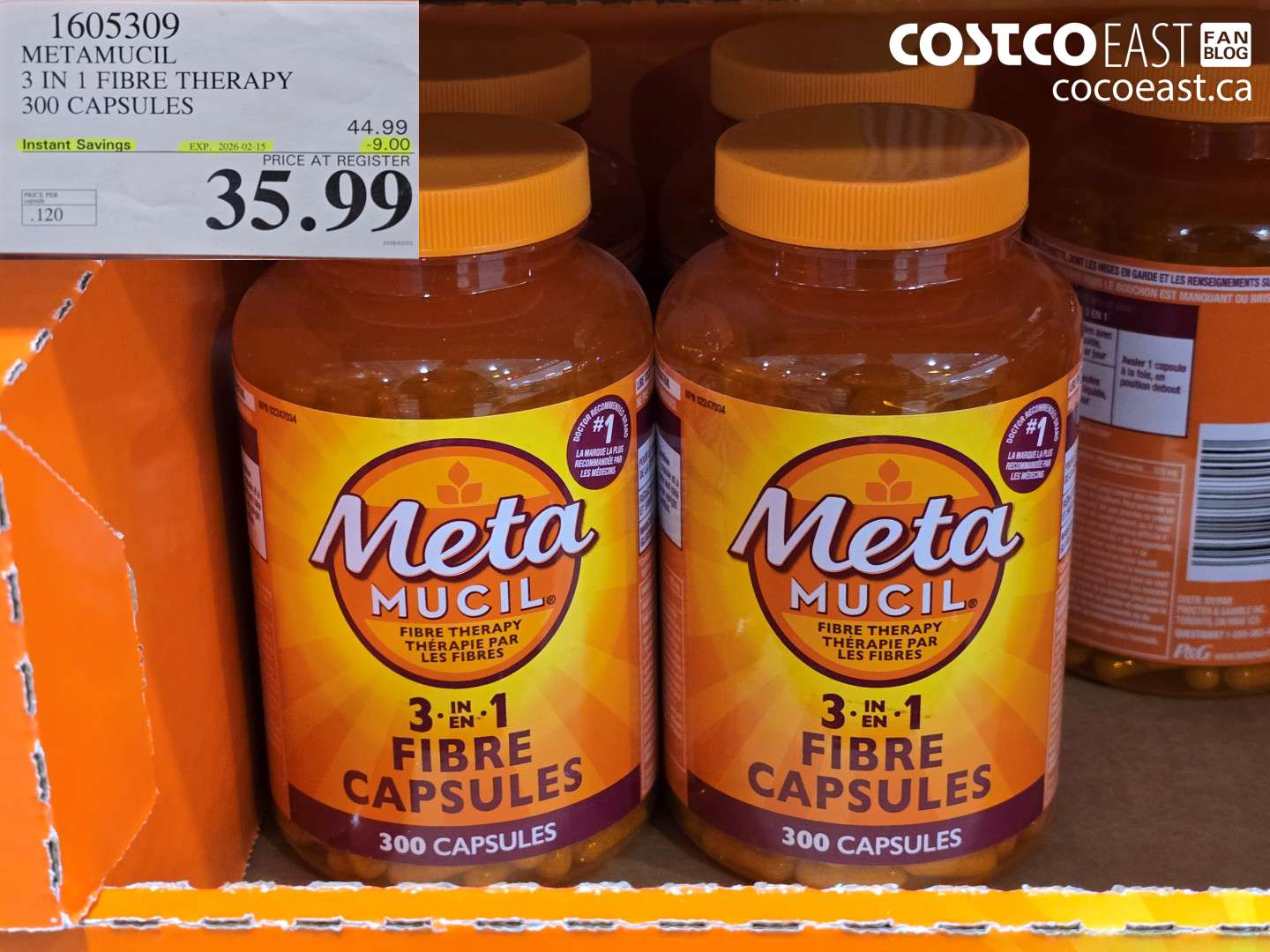 1605309 METAMUCIL 3-IN-1 FIBRE THERAPY 300 CAPSULES ($9.00 INSTANT SAVINGS EXPIRES ON 2026-02-15) $35.99