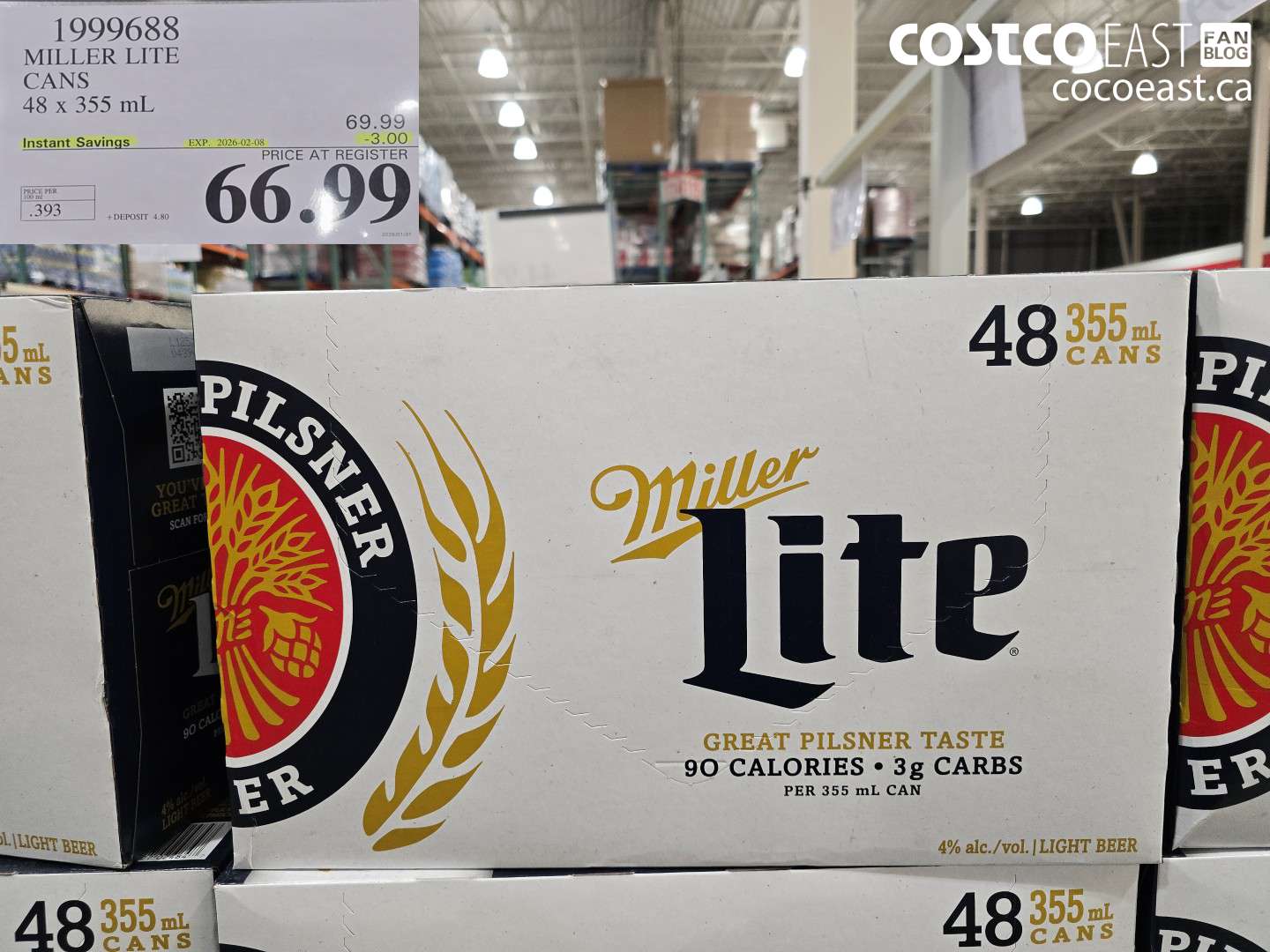 1999688 MILLER LITE CANS 48 x 355 mL ($3.00 INSTANT SAVINGS EXPIRES ON 2026-02-08) $66.99