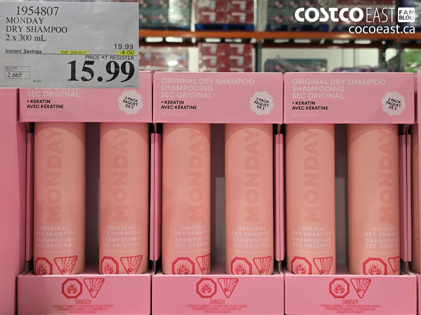 1954807 MONDAY DRY SHAMPOO 2 x 300 mL ($4.00 INSTANT SAVINGS EXPIRES ON 2026-02-15) $15.99