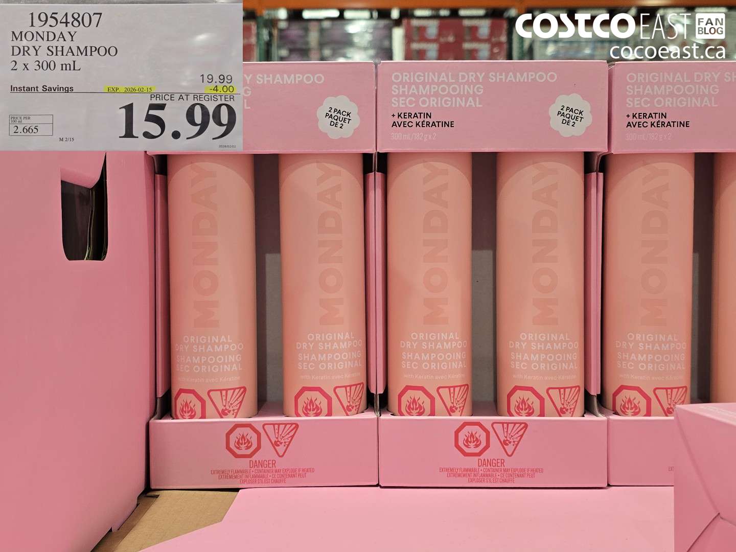 1954807 MONDAY DRY SHAMPOO 2 x 300 mL ($4.00 INSTANT SAVINGS EXPIRES ON 2026-02-15) $15.99