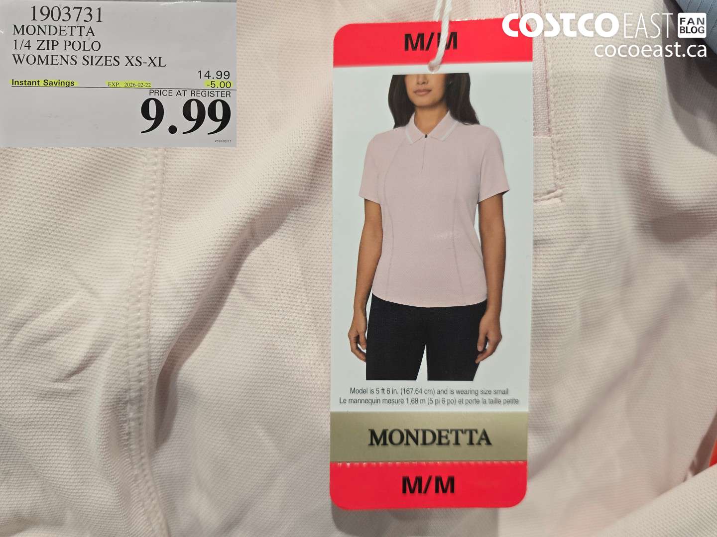 1903731 MONDETTA 1/4 ZIP POLO WOMENS SIZES XS-XL ($5.00 INSTANT SAVINGS EXPIRES ON 2026-02-22) $9.99