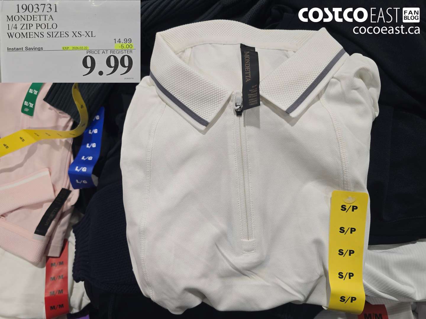 1903731 MONDETTA 1/4 ZIP POLO WOMENS SIZES XS-XL ($5.00 INSTANT SAVINGS EXPIRES ON 2026-02-22) $9.99