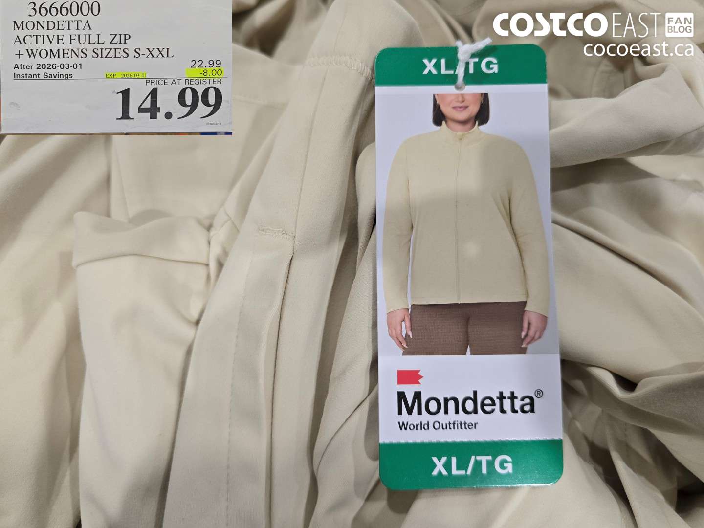 3666000 MONDETTA ACTIVE FULL ZIP + WOMENS SIZES S-XXL ($8.00 INSTANT SAVINGS EXPIRES ON 2026-03-01) $14.99