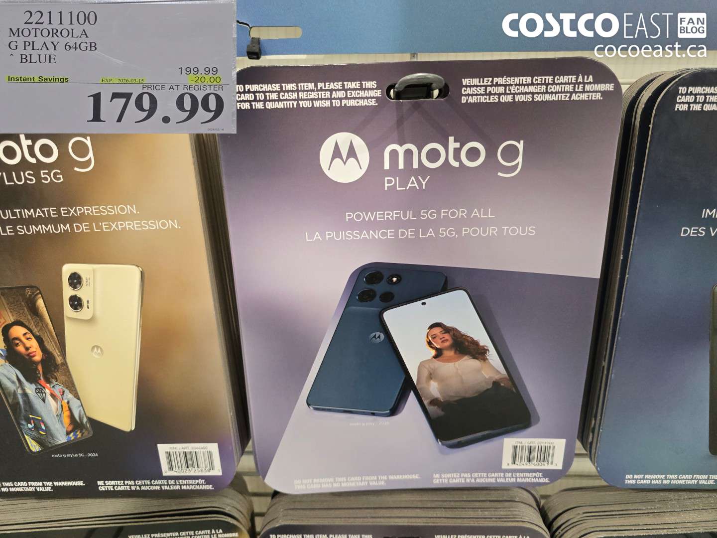 2211100 MOTOROLA G PLAY 64GB ($20.00 INSTANT SAVINGS EXPIRES ON 2026-03-15) $179.99