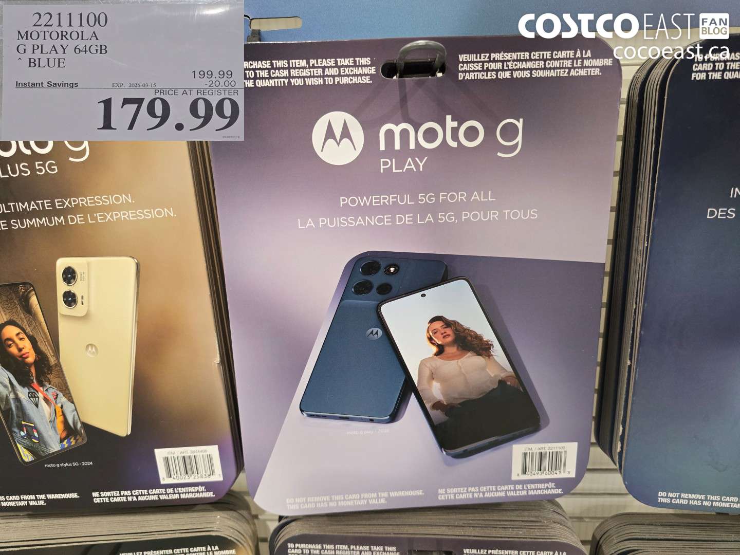 2211100 MOTOROLA G PLAY 64GB BLUE ($20.00 INSTANT SAVINGS EXPIRES ON 2026-03-15) $179.99