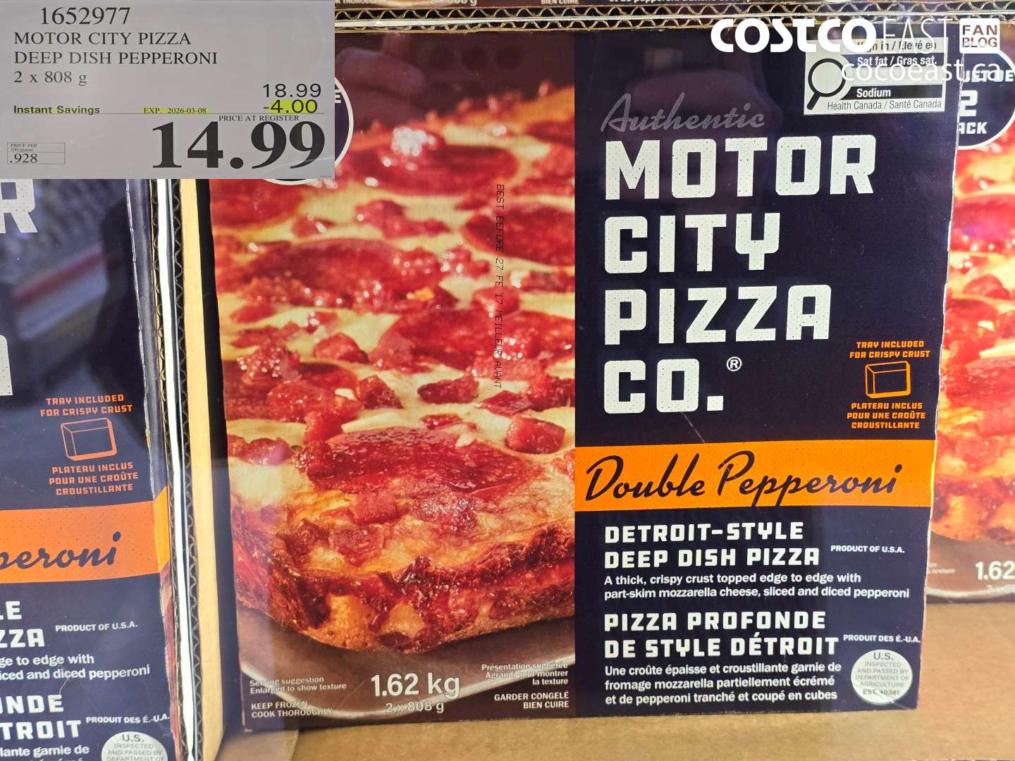 1652977 MOTOR CITY PIZZA DEEP DISH PEPPERONI 2 X 808 G ($4.00 INSTANT SAVINGS EXPIRES ON 2026-03-08) $14.99