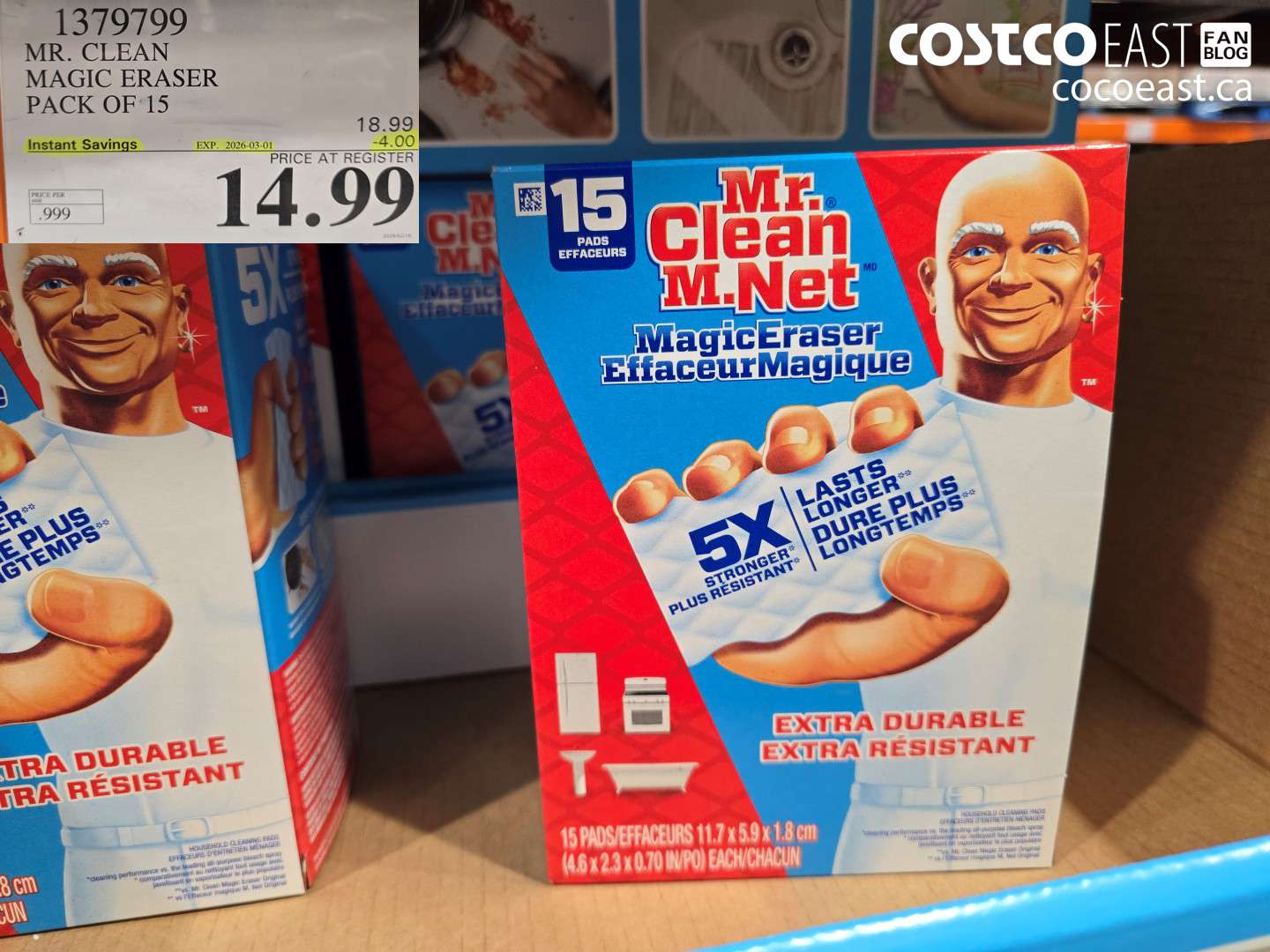 1379799 MR. CLEAN MAGIC ERASER PACK OF 15 ($4.00 INSTANT SAVINGS EXPIRES ON 2026-03-01) $14.99
