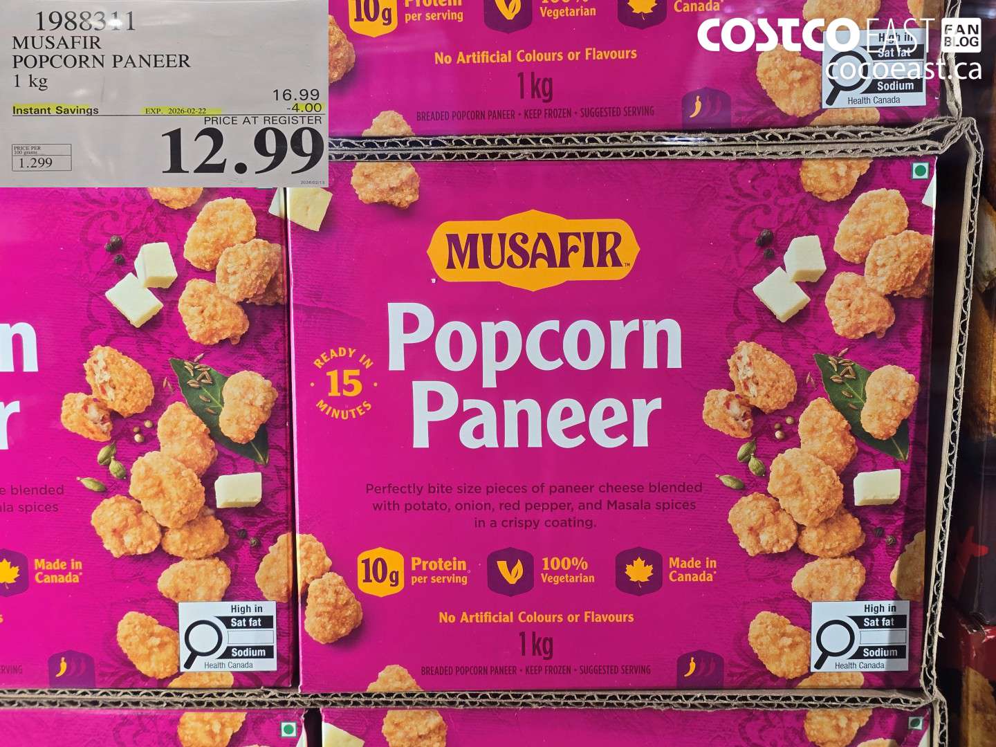 1988311 MUSAFIR POPCORN PANEER 1 kg ($4.00 INSTANT SAVINGS EXPIRES ON 2026-02-22) $12.99