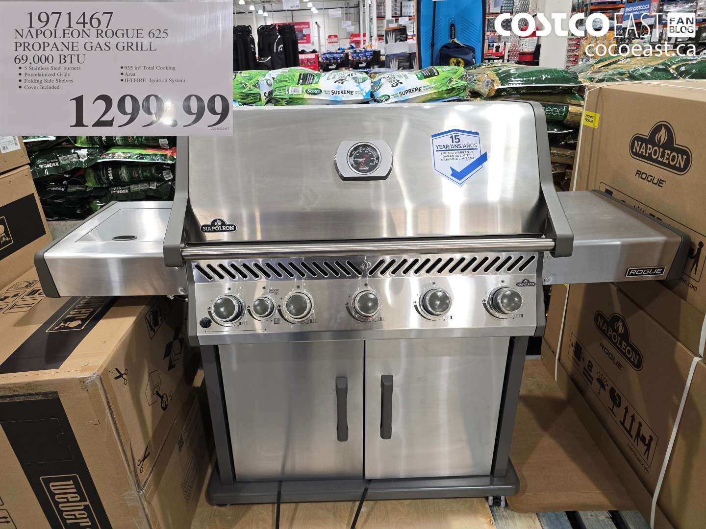 1971467 NAPOLEON ROGUE 625 PROPANE GAS GRILL 69,000 BTU $1299.99