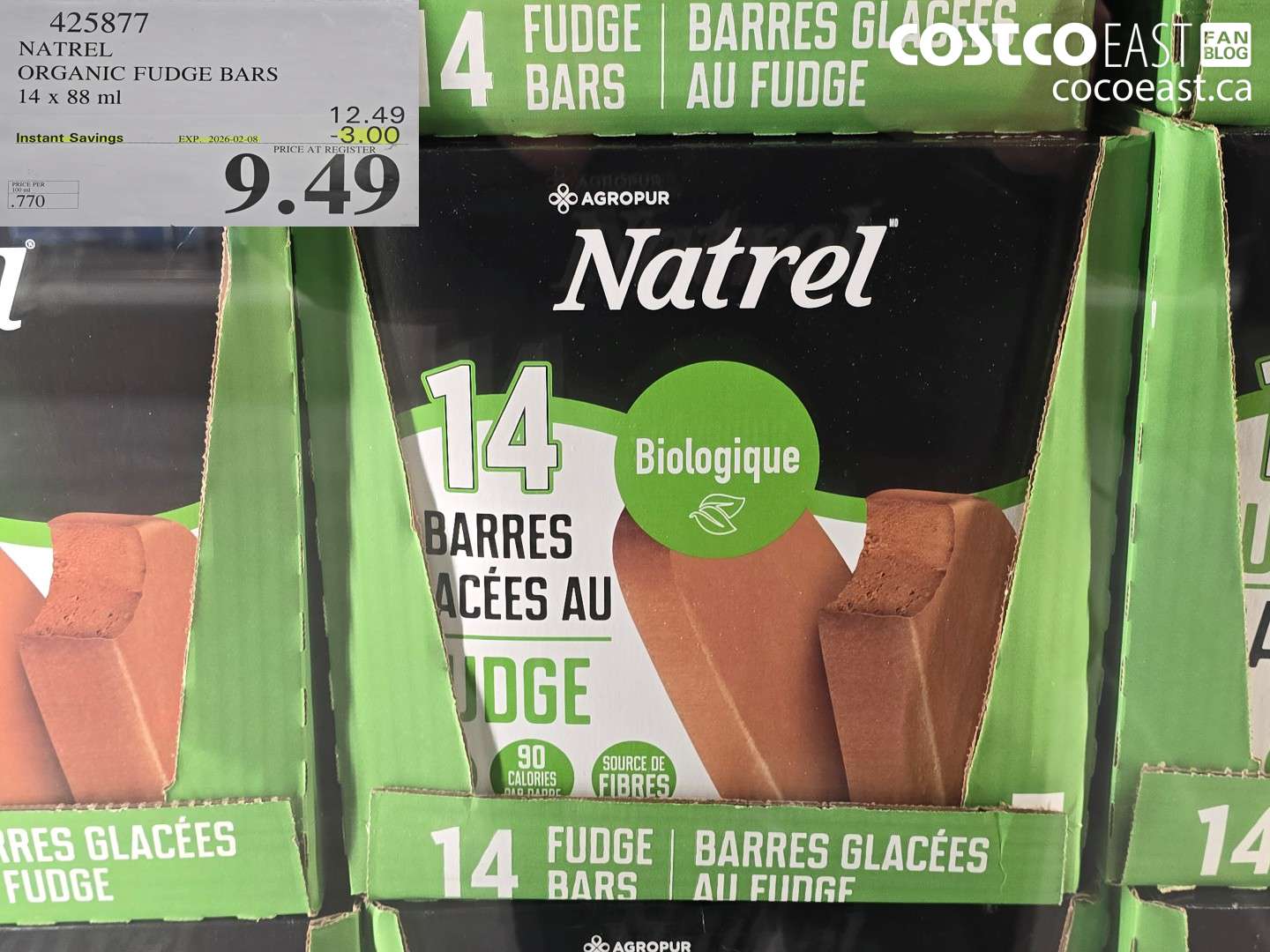 425877 NATREL ORGANIC FUDGE BARS 14 x 88 ML ($3.00 INSTANT SAVINGS EXPIRES ON 2026-02-08) $9.49