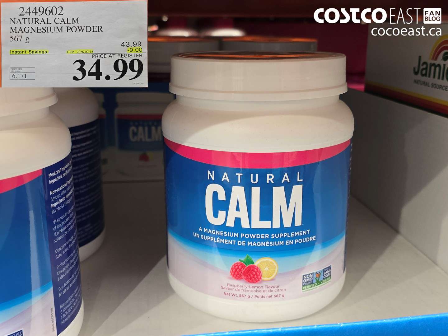 2449602 NATURAL CALM MAGNESIUM POWDER 567 g ($9.00 INSTANT SAVINGS EXPIRES ON 2026-02-15) $34.99