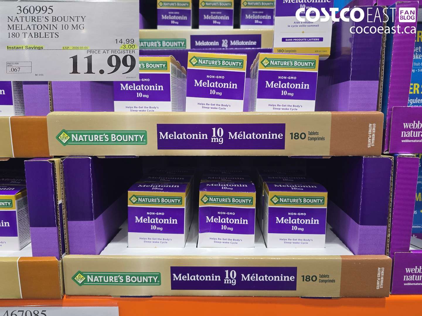 360995 NATURE'S BOUNTY MELATONIN 10 MG 180 TABLETS ($3.00 INSTANT SAVINGS EXPIRES ON 2026-03-01) $11.99