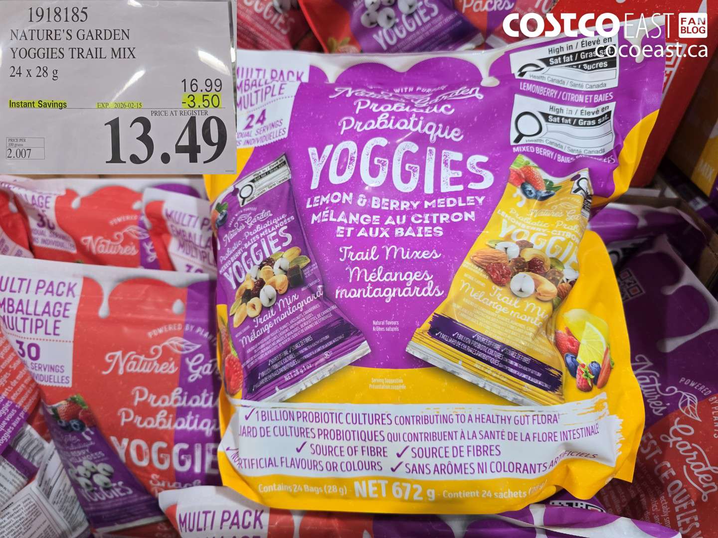 1918185 NATURE'S GARDEN YOGGIES TRAIL MIX 24 x 28 g ($3.50 INSTANT SAVINGS EXPIRES ON 2026-02-15) $13.49