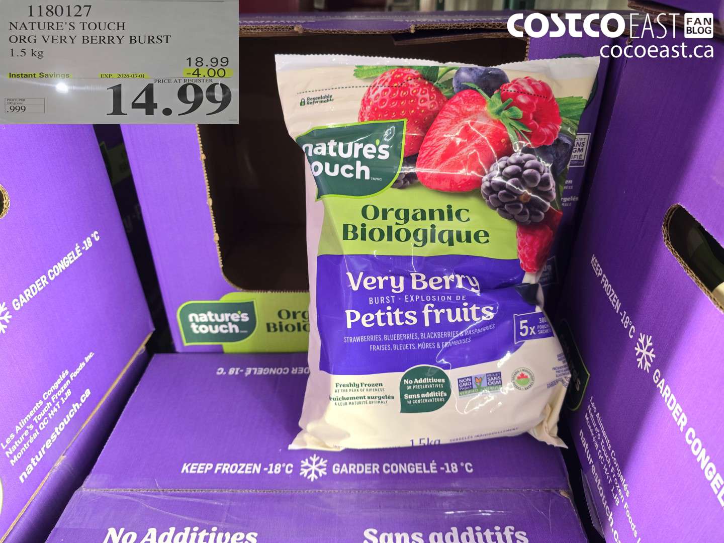 1180127 NATURE'S TOUCH ORG VERY BERRY BURST 1.5 KG ($4.00 INSTANT SAVINGS EXPIRES ON 2026-03-01) $14.99