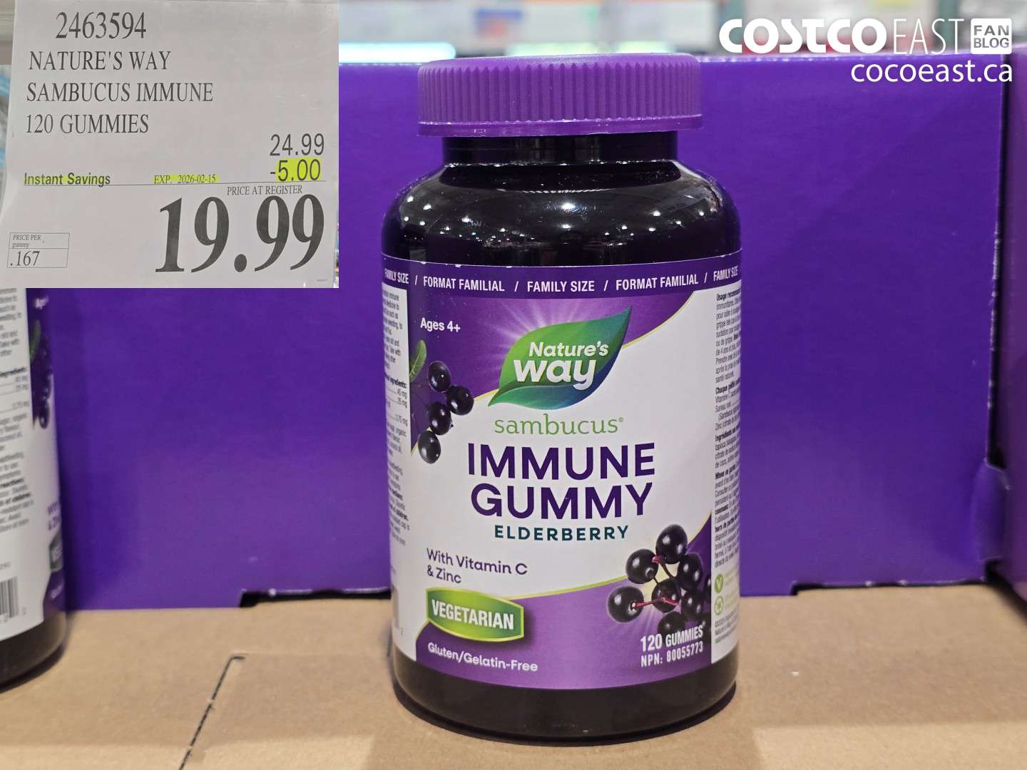 2463594 NATURE'S WAY SAMBUCUS IMMUNE 120 GUMMIES ($5.00 INSTANT SAVINGS EXPIRES ON 2026-02-15) $19.99