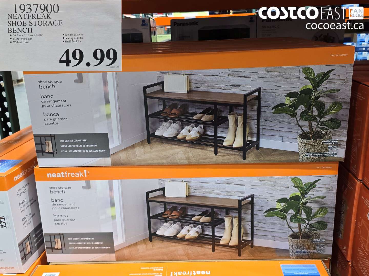 1937900 NEATFREAK SHOE STORAGE BENCH $49.99