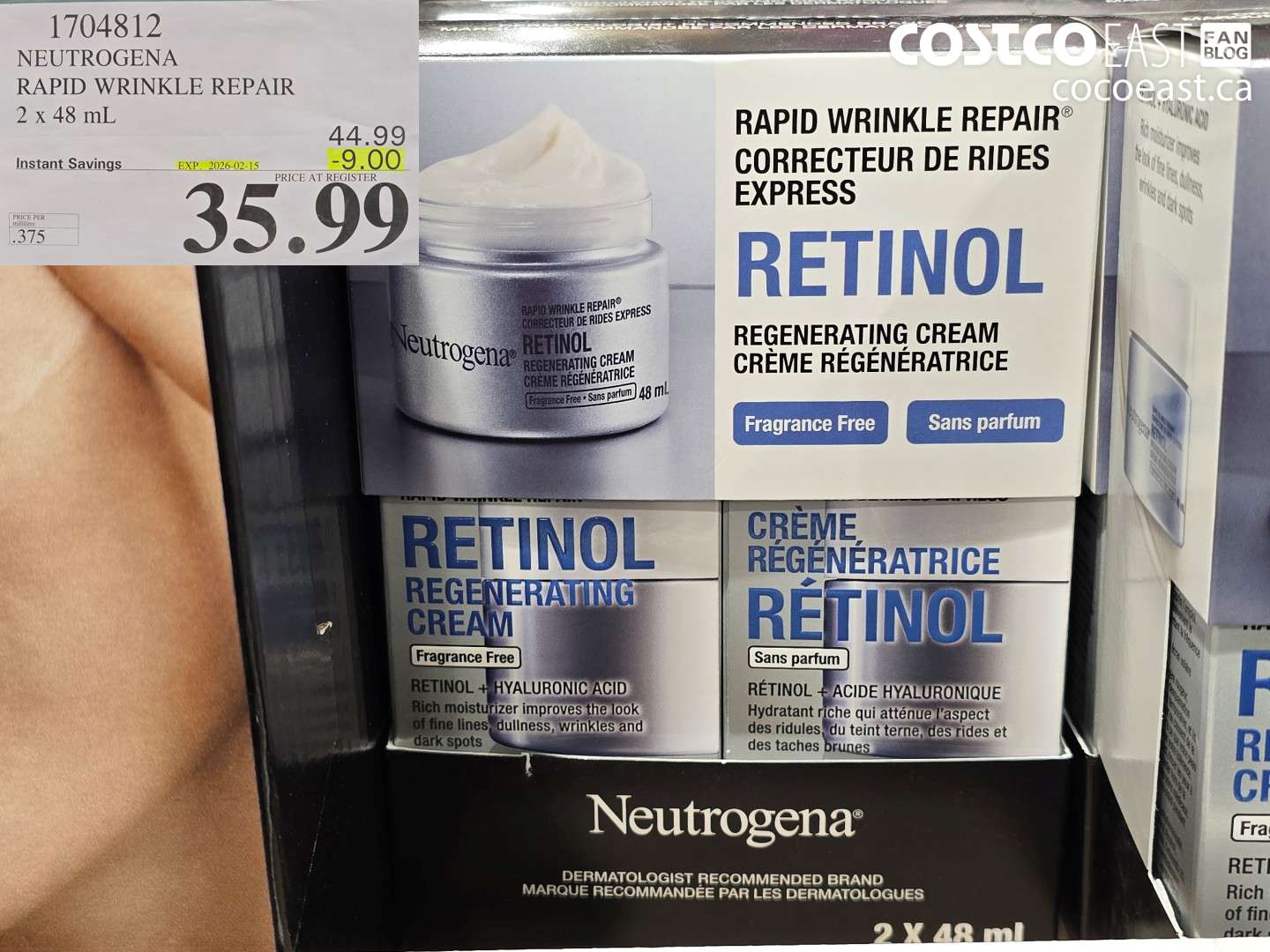 17048112 NEUTROGENA RAPID WRINKLE REPAIR 2 x 48 ml ($9.00 INSTANT SAVINGS EXPIRES ON 2026-02-15) $35.99