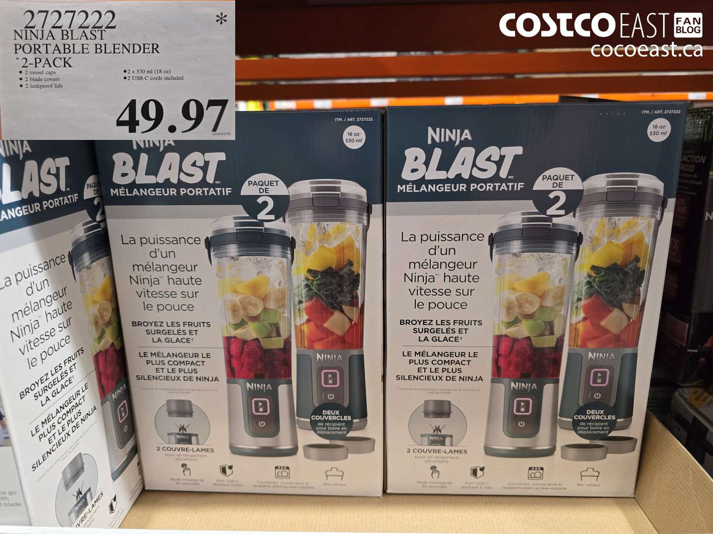 21727222 NINJA BLAST PORTABLE BLENDER 2-PACK $49.97