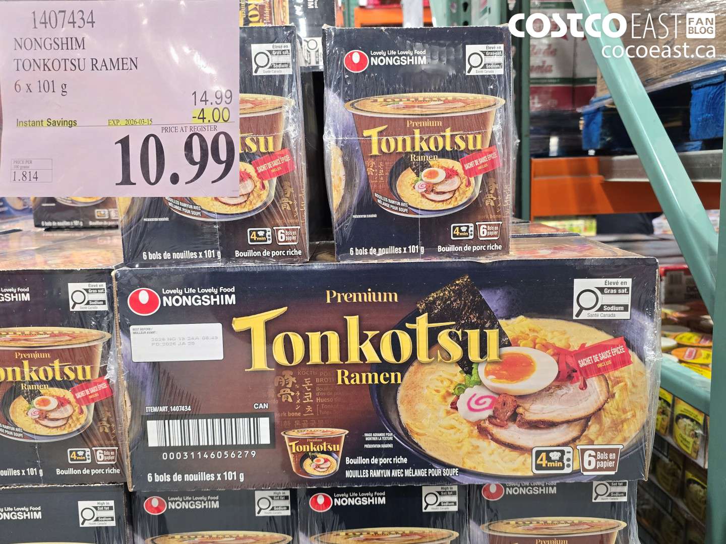 1407434 NONGSHIM TONKOTSU RAMEN 6 X 101 G ($4.00 INSTANT SAVINGS EXPIRES ON 2026-03-15) $10.99