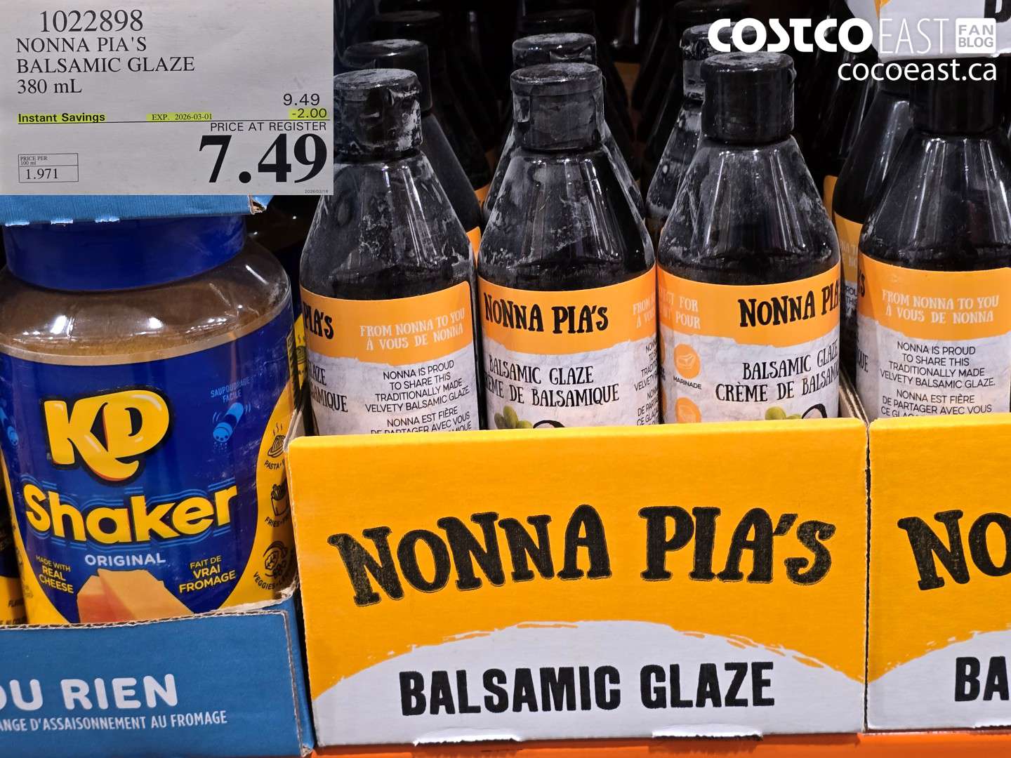 1022898 NONNA PIA'S BALSAMIC GLAZE 380 mL ($2.00 INSTANT SAVINGS EXPIRES ON 2026-03-01) $7.49