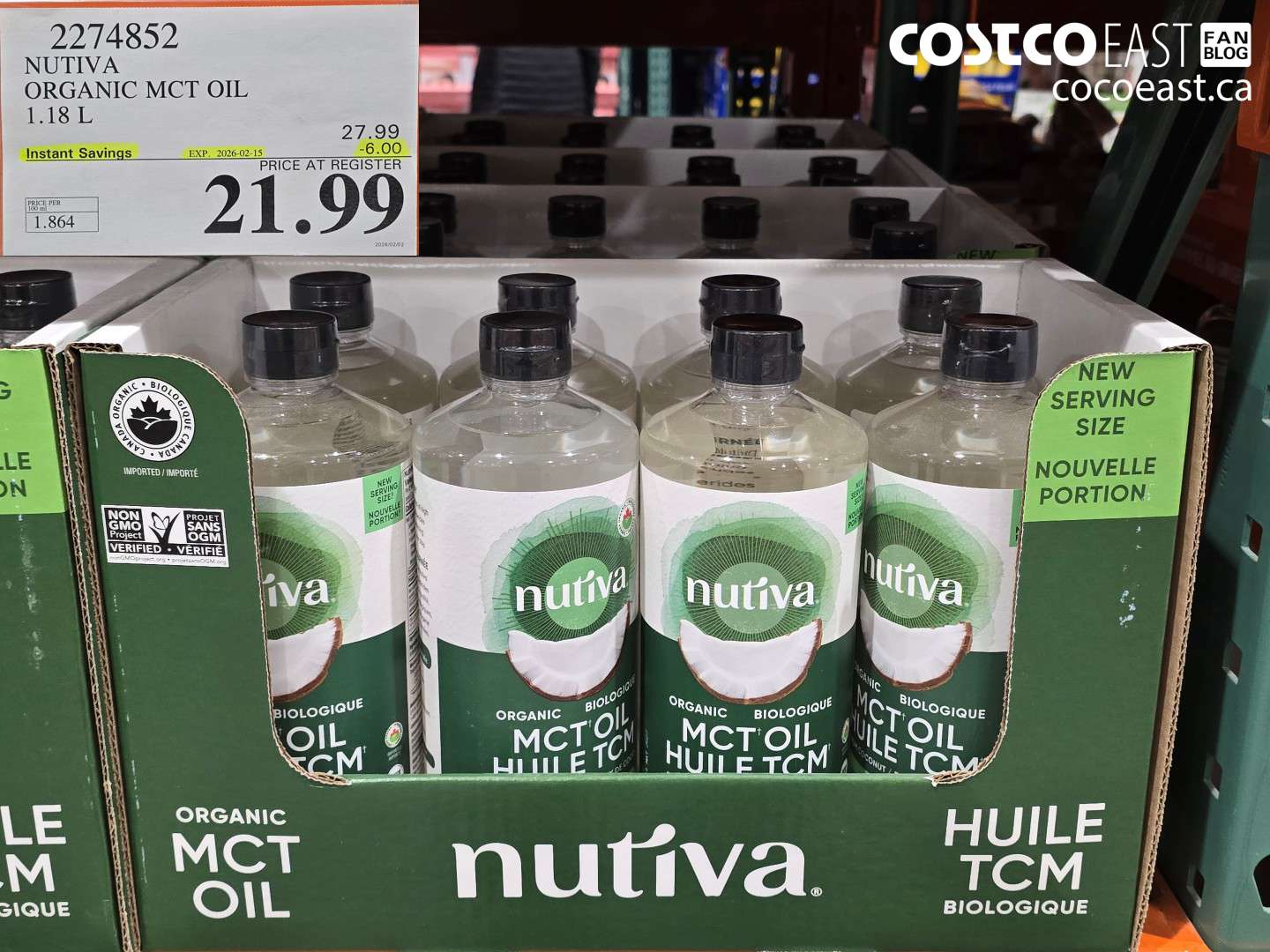 2274852 NUTIVA ORGANIC MCT OIL 1.18L ($6.00 INSTANT SAVINGS EXPIRES ON 2026-02-15) $21.99