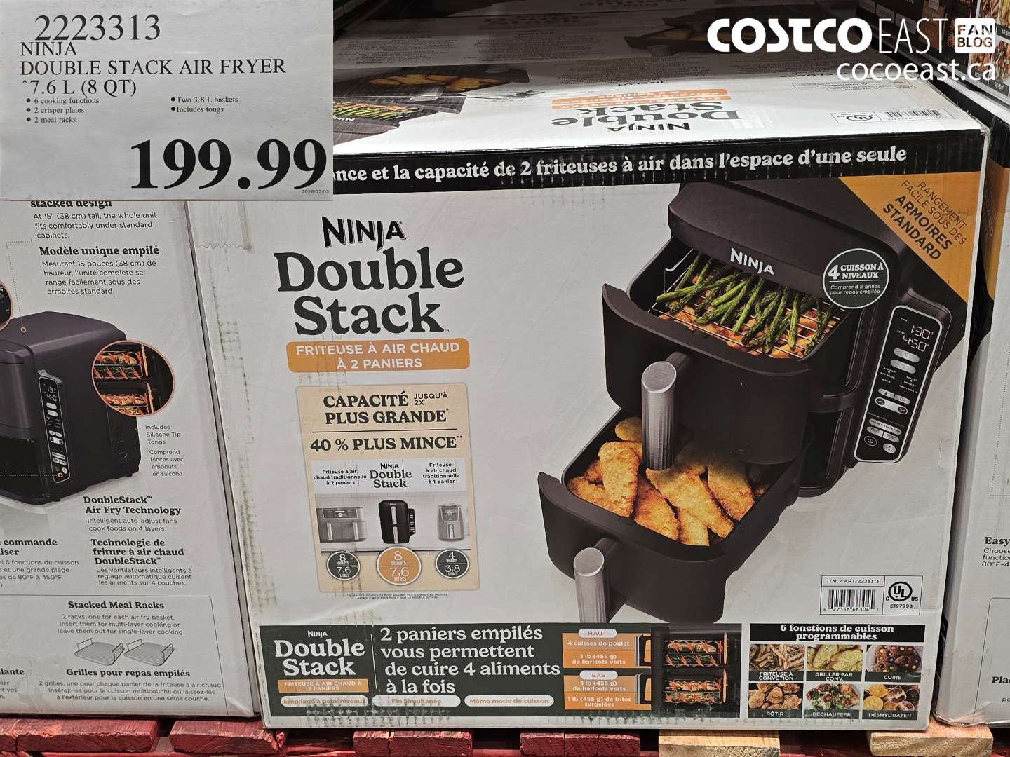 2223313 Ninja Double Stack Air Fryer 7.6 L (8 QT) $199.99