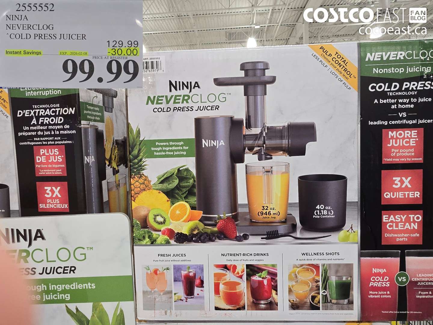 2555552 Ninja NeverClog Cold Press Juicer ($30.00 INSTANT SAVINGS EXPIRES ON 2026-02-08) $99.99